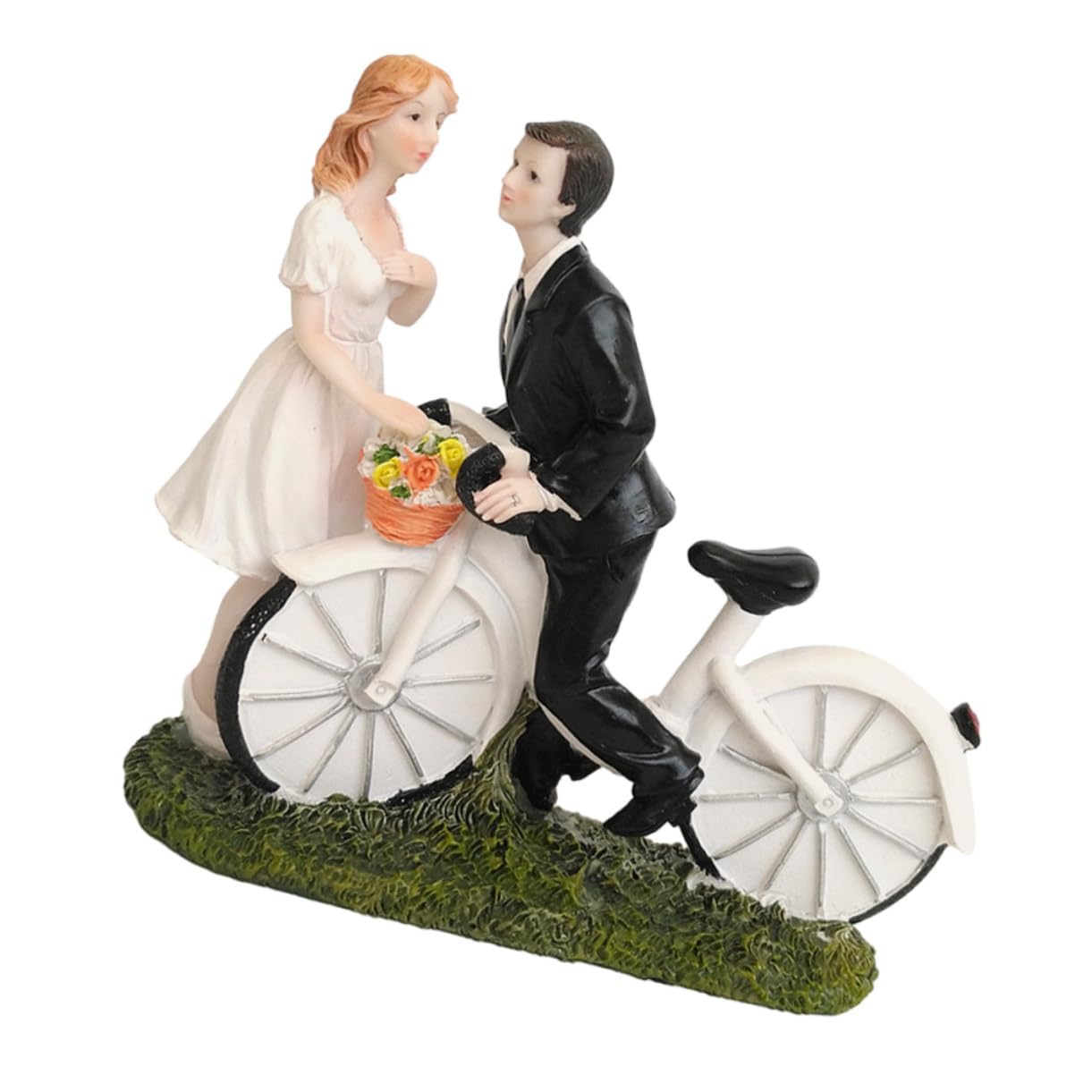 Brautpaar Figur aus Kunstharz als Tortendekoration für Hochzeit | Realistische Fahrradform, als Tischdekoration für Besondere Anlässe und Geburtstage, auch Sammeln