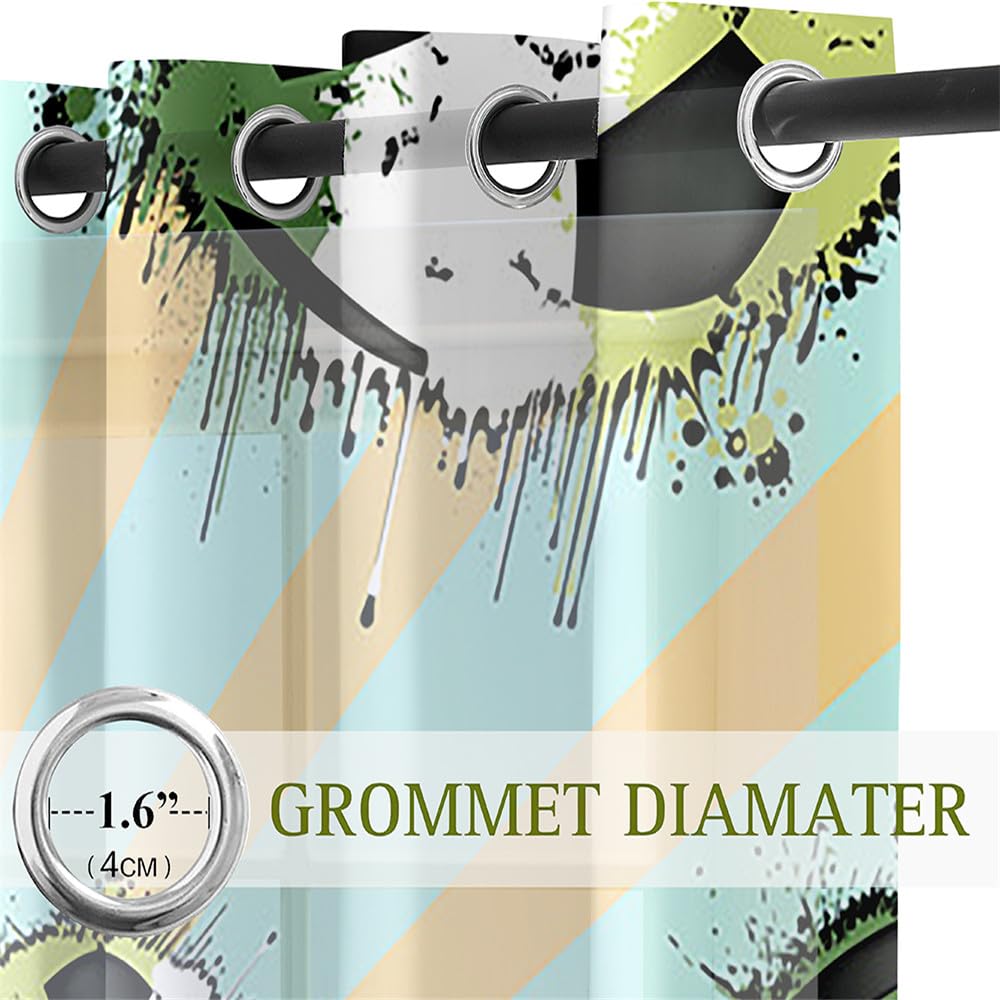 Fußball-Druck Vorhänge 2er Set – Halbtransparent, Mit Ösen, 140x160cm
