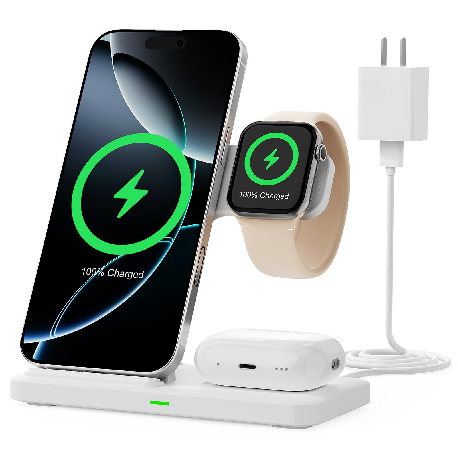 3 in1 Wireless Charger for iphoneAir17 16 15 14 13 12 11 XR 8, Apple Charging Station for AppleWatch 10/9/Ultra/8/7/SE/6/5/4 & AirPods Series,