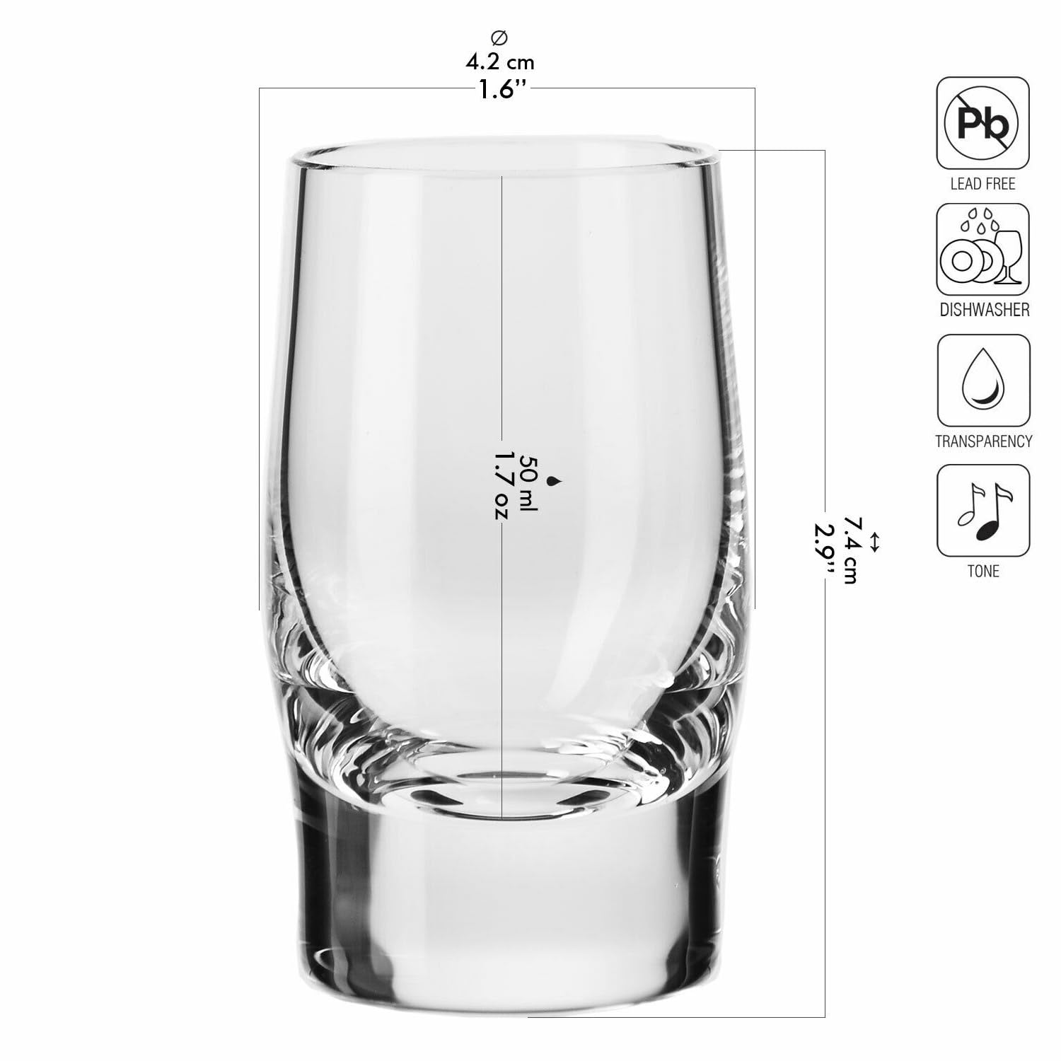 Krosno Wodkagläser Sterling, 40 ml, Set mit 6, Hochwertiges Glas, Klassisches und Elegantes Design, Ideal für Wodka, Liköre, Shots