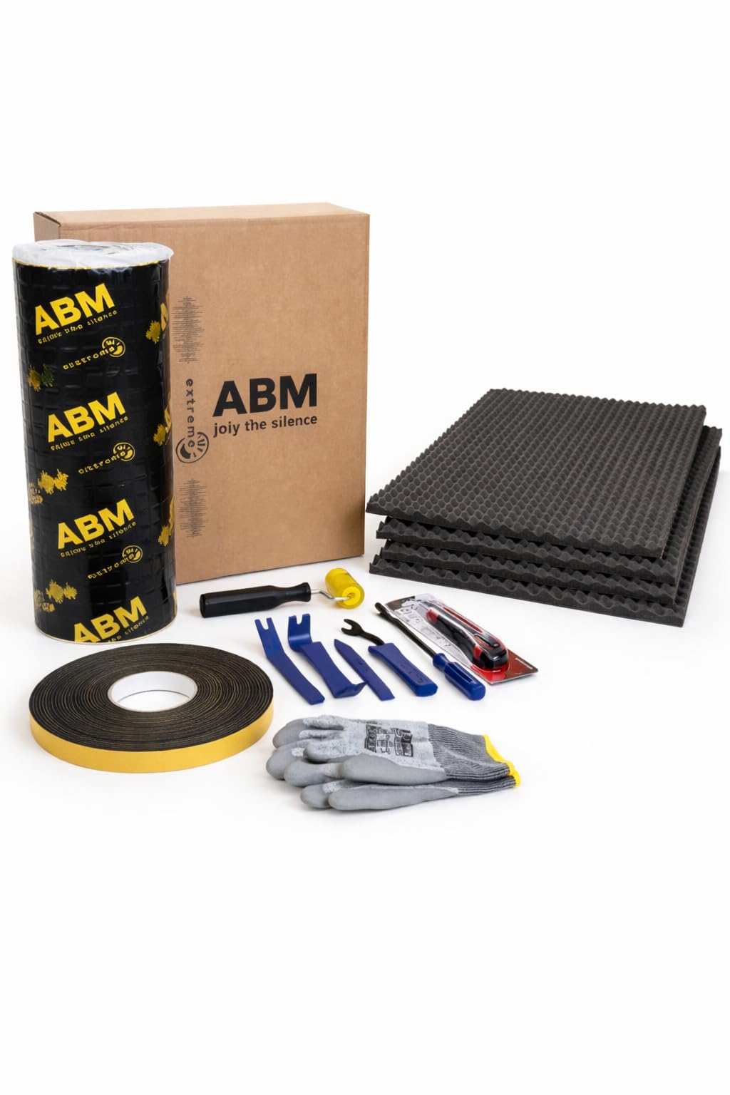 ABM Kit d'isolation de voiture pour 2 portes, aluminium butyle, mousse acoustique et outils