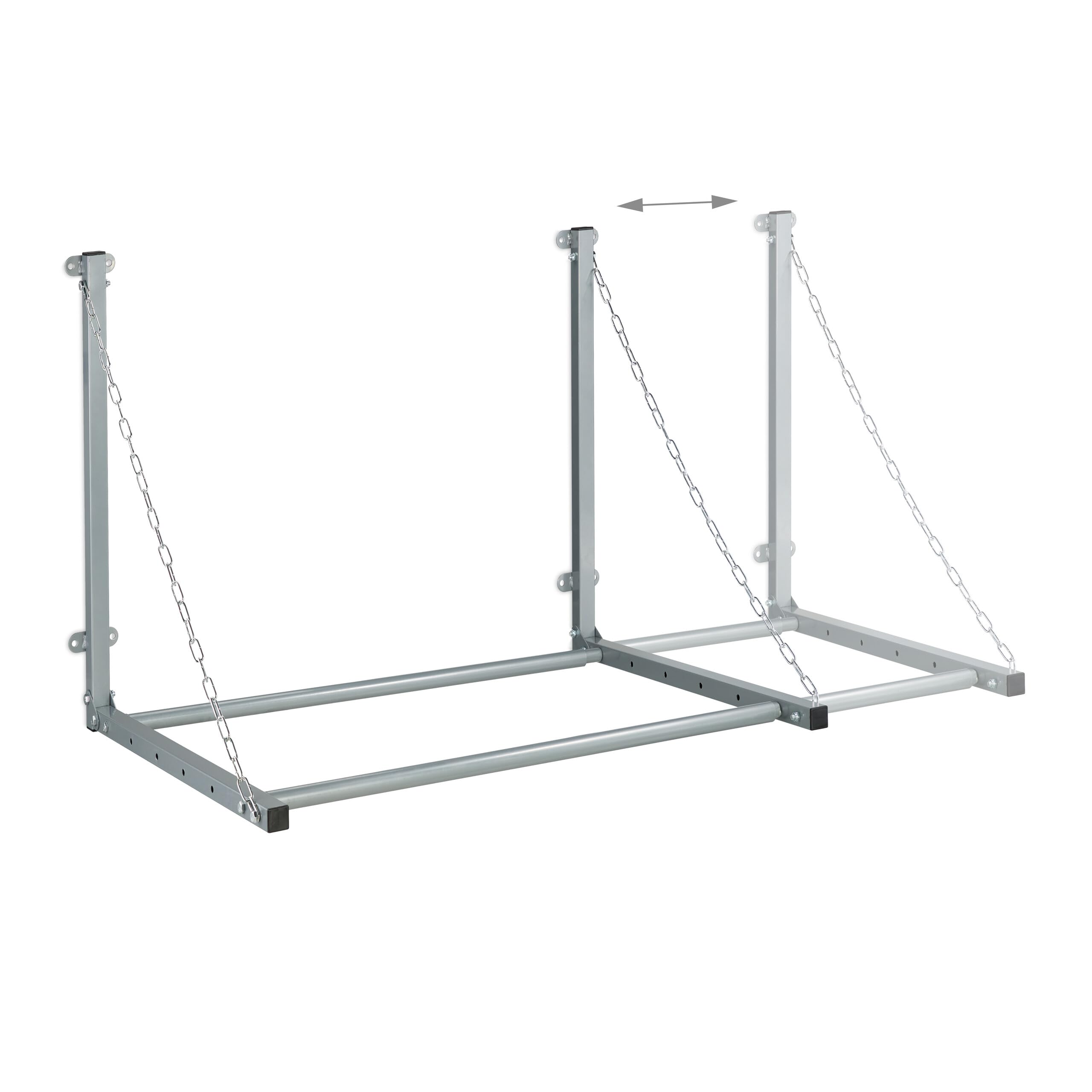 Relaxdays Scaffale Porta Gomme da Parete, per 4 Pneumatici, Supporto da Muro Pieghevole Fino a 90 kg, Acciaio, Grigio