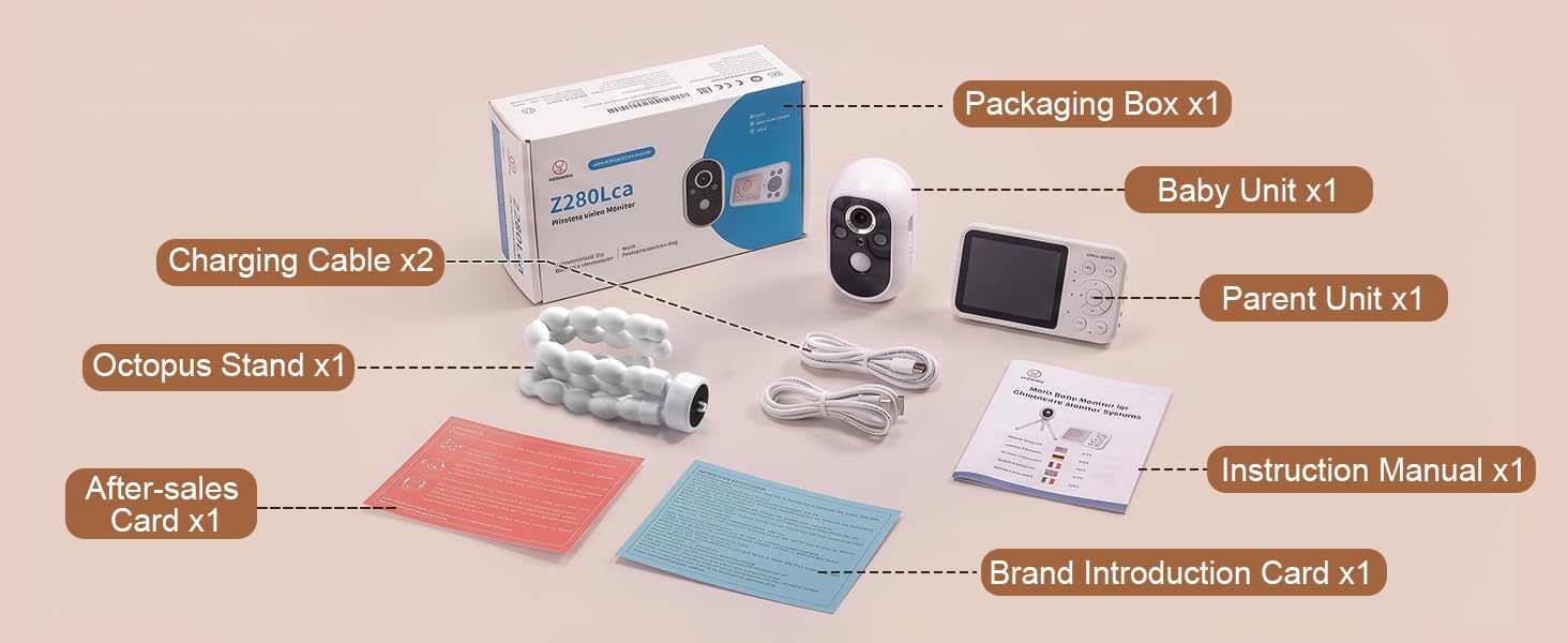 TimeFlys Moniteur vidéo pour bébé, deux unités rechargeables, utilisation en extérieur pour le camping, utilisation de caméra de voiture, appareil photo, batterie de 40 heures, vision nocturne, audio