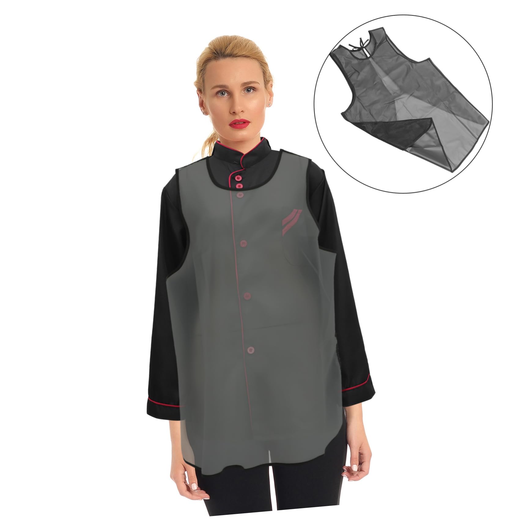 MOLUCKFU Mens Overalls Barber Working Apron Hairdresser Apron Black Tpu Hairstylist Apron