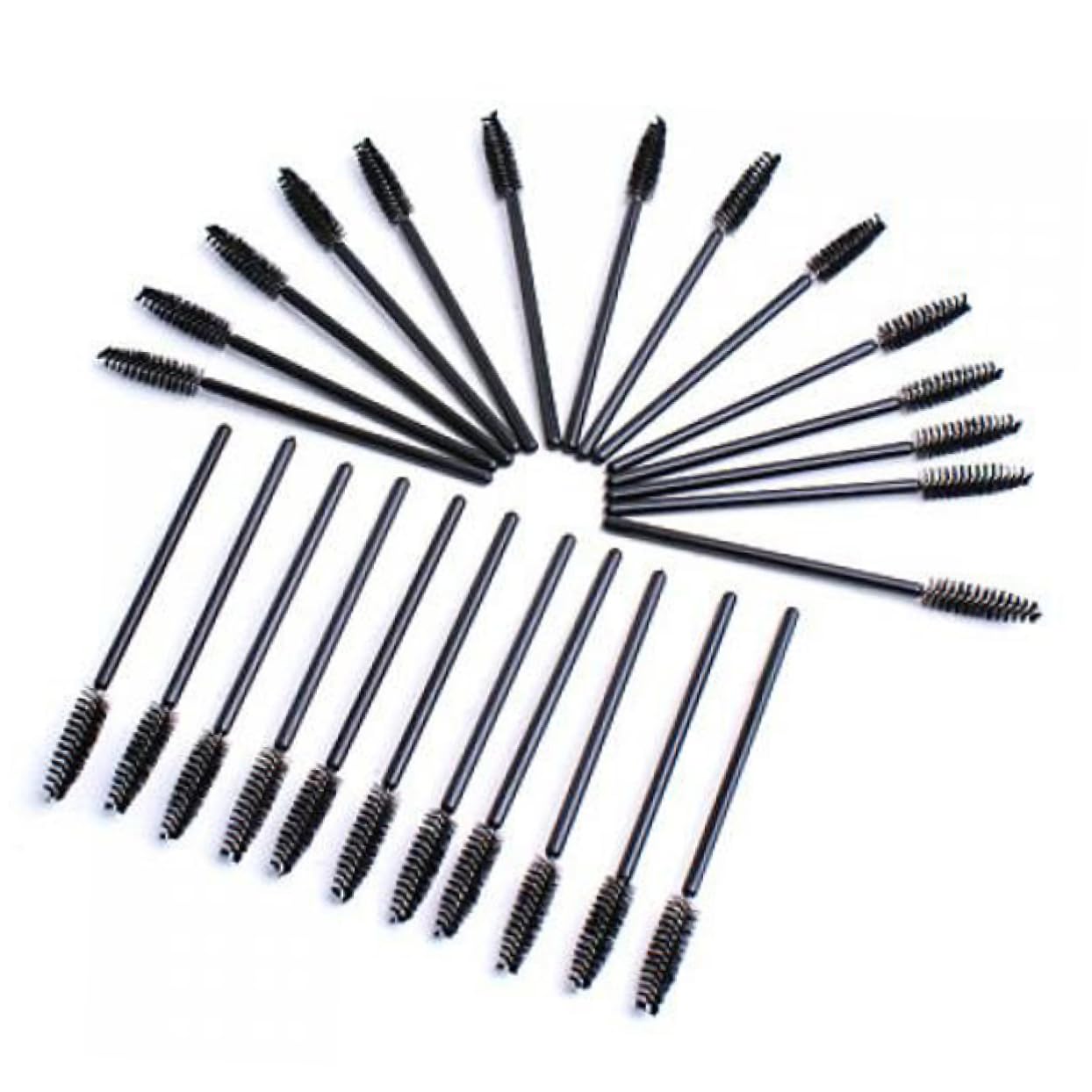 FOMIYES 100 Count Plastic Eyelash Mascara Wands 1-inch Head Size Disposable Makeup Applicators for Eyelash Separation