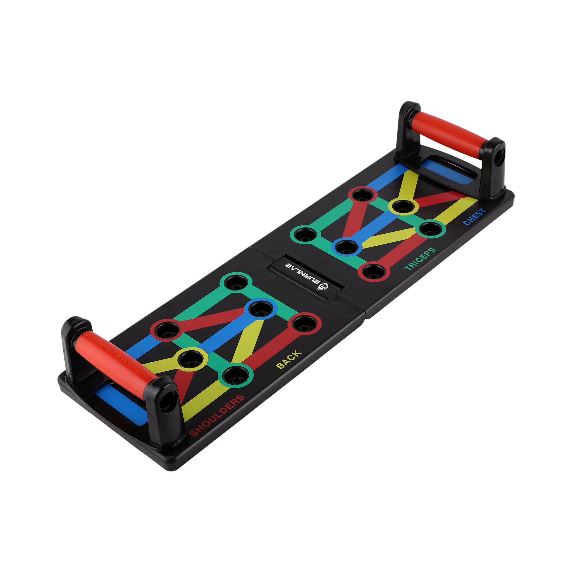 Burnlab Push Up Board (Black) | Color-coded pushup board training system | Targets specific muscles - chest, shoulders, back, and arms