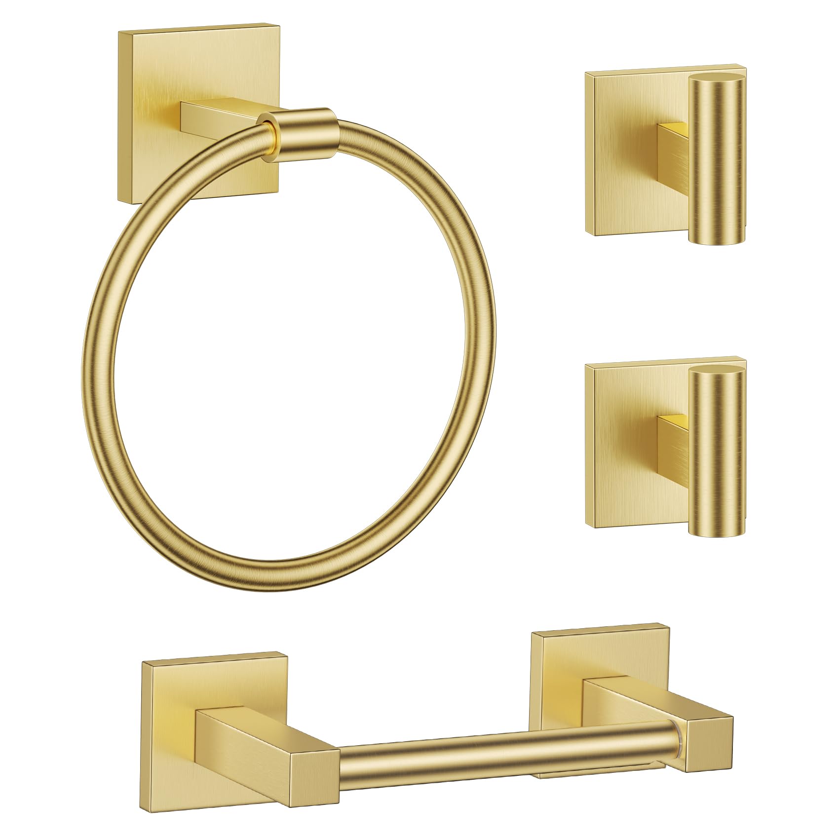 Brushed Gold Bathroom Hardware Set - Toilet Paper Holder & More -20