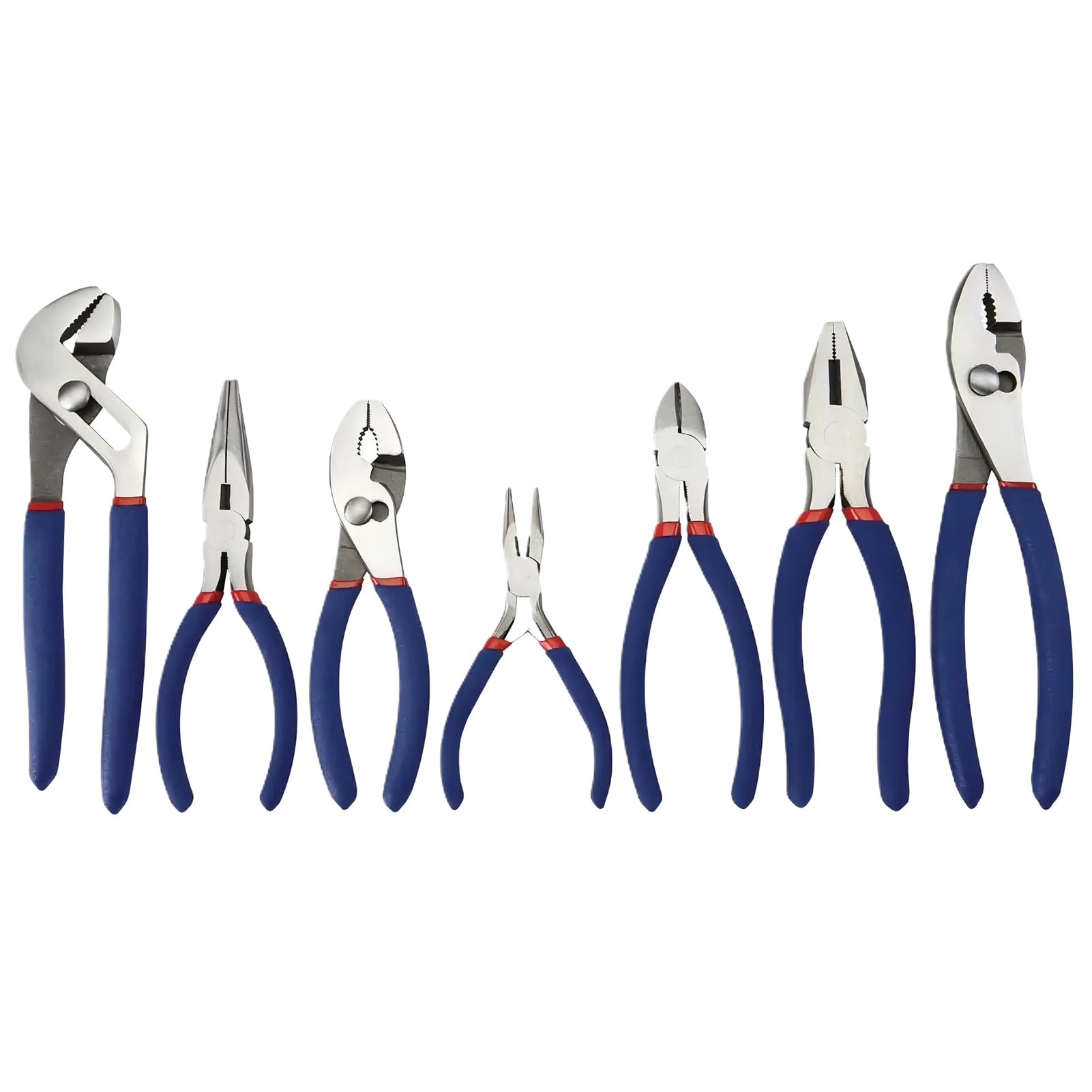 Set di Pinze Pinza a becchi lunghi, a snodo e morsetto | Set di 7 Pinze per Meccanico per Riparazioni Domestiche Fai da Te Lavori Elettrici Idraulica e Giardinaggio