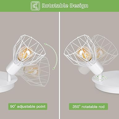 Kimjo Kimjo kroonluchter verstelbare plafondspots, 3 Indoor Wandspots, E14 Witte Led Plafondlamp, LED Plafondlamp voor Woonkamer Gang, Max. 40W zonder lamp photo 3