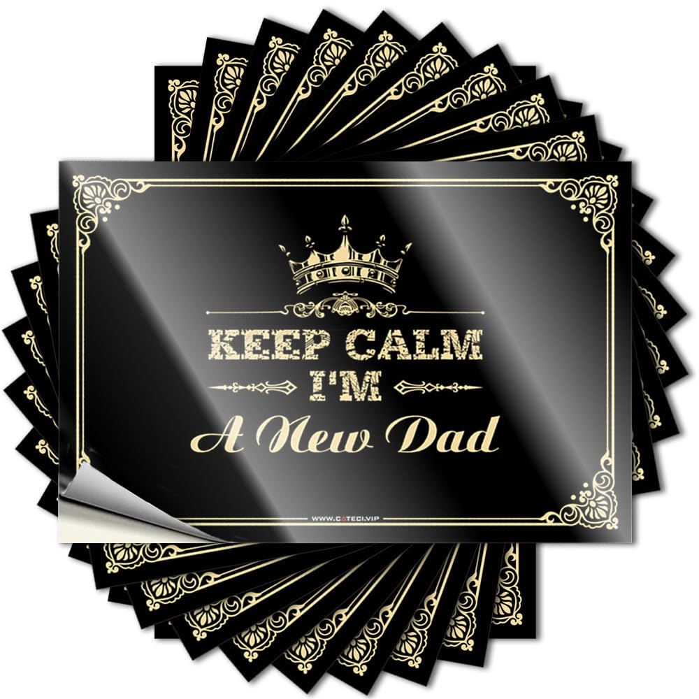 Sticker Decorations for Room Easy Apply | Keep Calm I'm A New Dad Golden Essentials Peel and Stick(12X18CM)