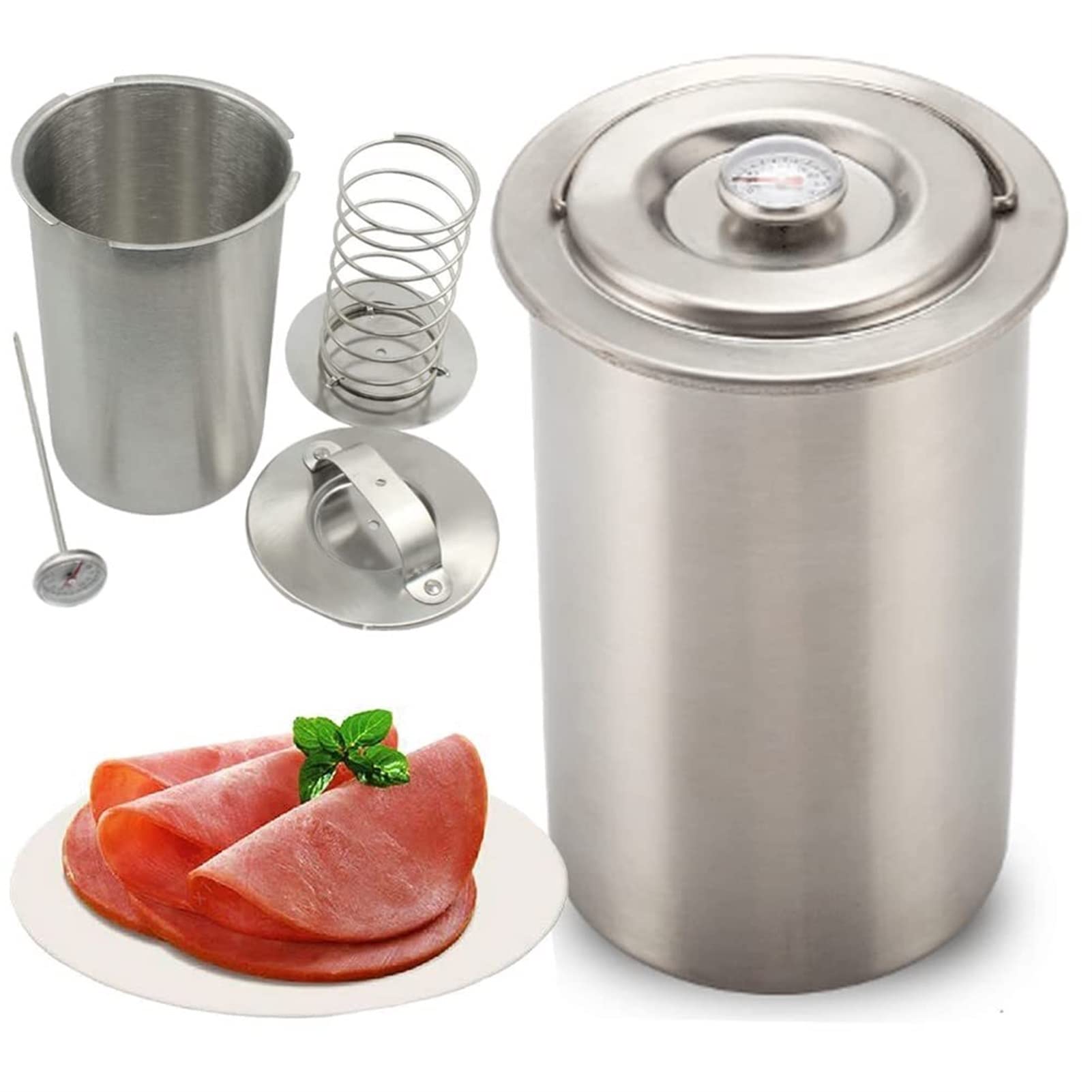 Press Ham Maker Press Ham Maker, Stainless Steel Ham Sandwich Meat Press Maker For Making Healthy Homemade Deli Meat With Thermometer And Recipes, Seafood Meat Poultry Patty Gourmet Cooking Tools
