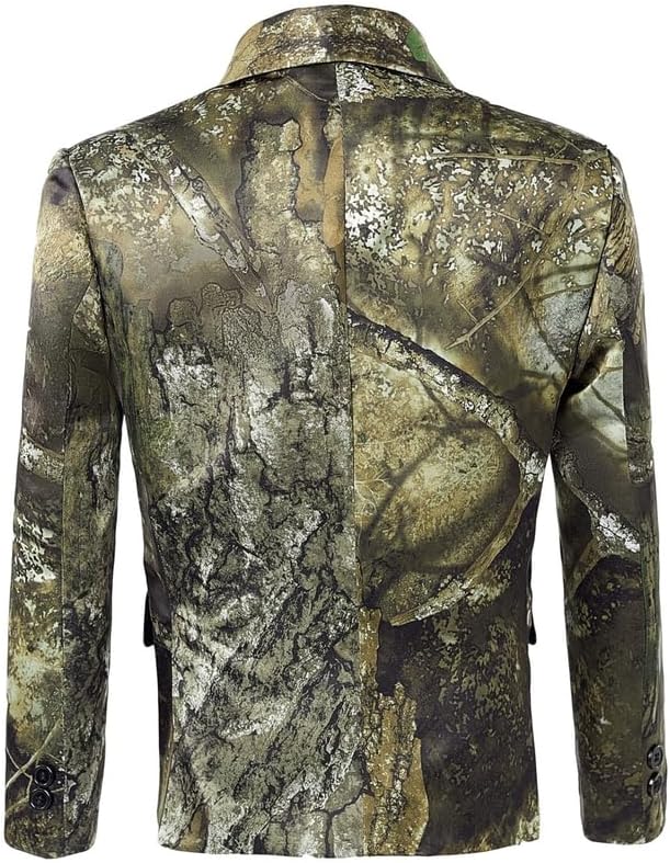 Vintage Camo Boys'2 Button Blazer Natural Bark Print Flap Pockets Formal Casual Occasions