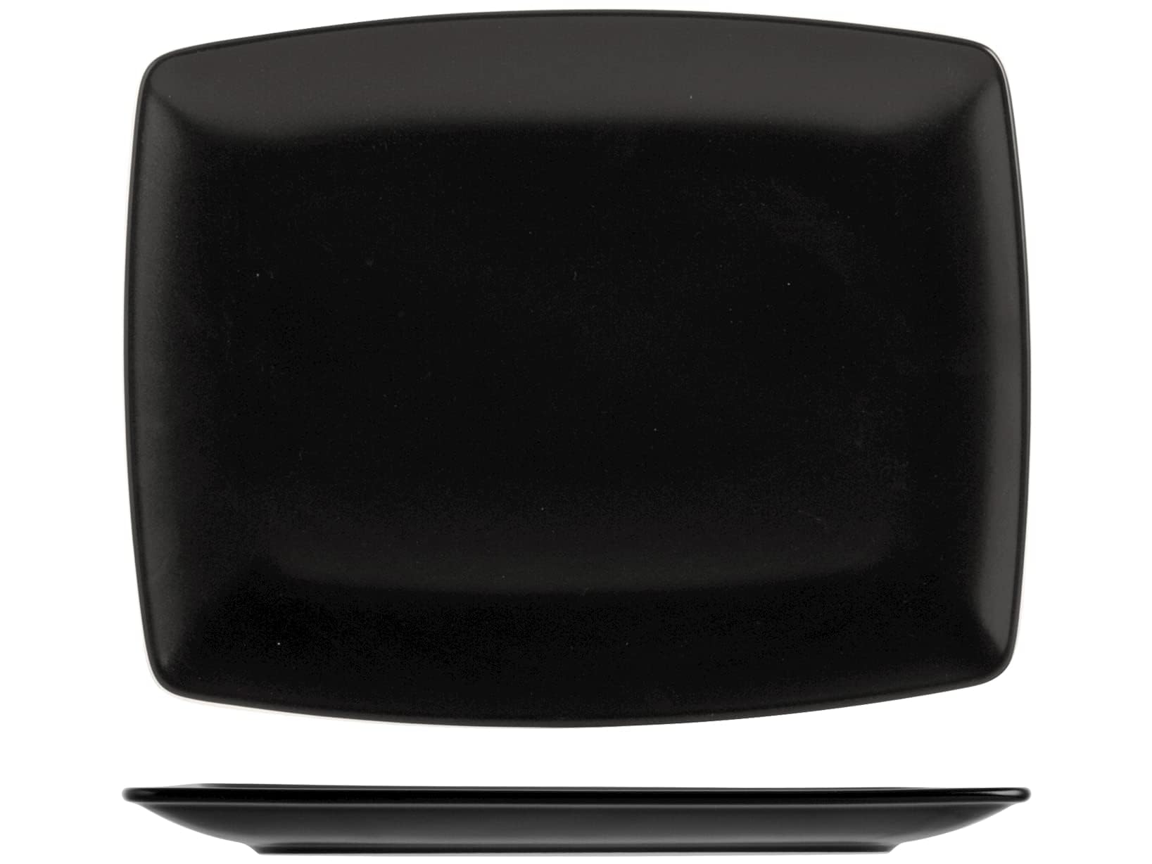 H&H Boston Set of 6 Rectangular Plates, Stoneware, Black, 25 x 15 cm