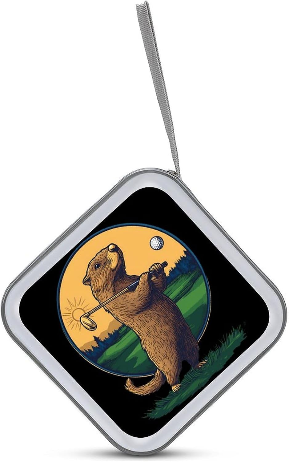 Groundhogs Golf Lover CD Case DVD Storage Holder Binder 40 Capacity | protective,hard case,protable loop,travel car use,zippered closure