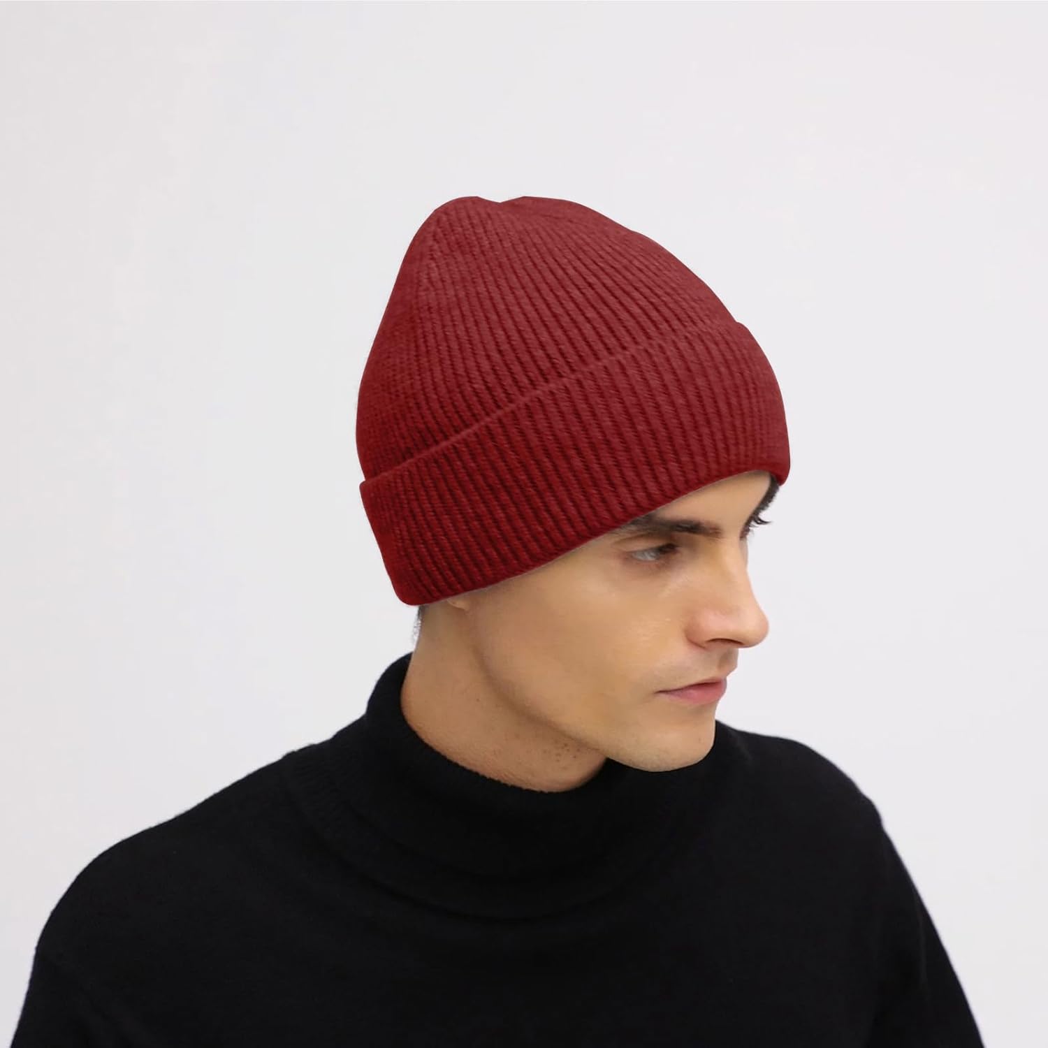 ZOORON Warm Knit Beanie for Men Women Winter Hat, Thick Fisherman Beanies Cuffed Plain Skull Caps - Image 2