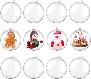 Plastic Christmas Fillable Ornaments, 3.14 inch Clear Acrylic Ball Ornaments, Transparent DIY Fillable Decoration Balls for Christmas Tree, Wedding, Party, Home Decor,12 Pack