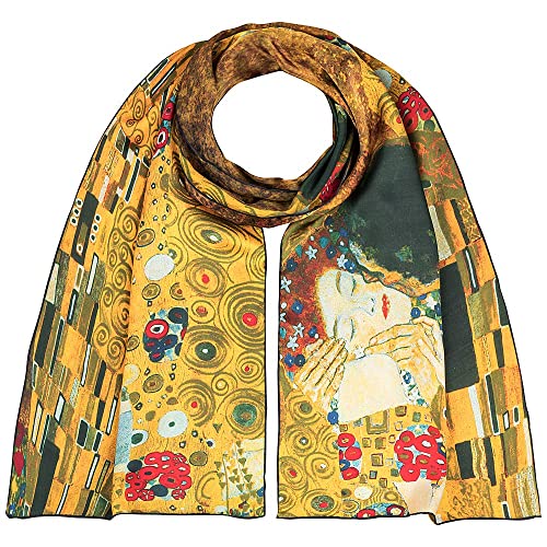 VON LILIENFELD® Scialle Seta Sciarpa Donna Accesorio Satin Arte Gustav Klimt: Il bacio