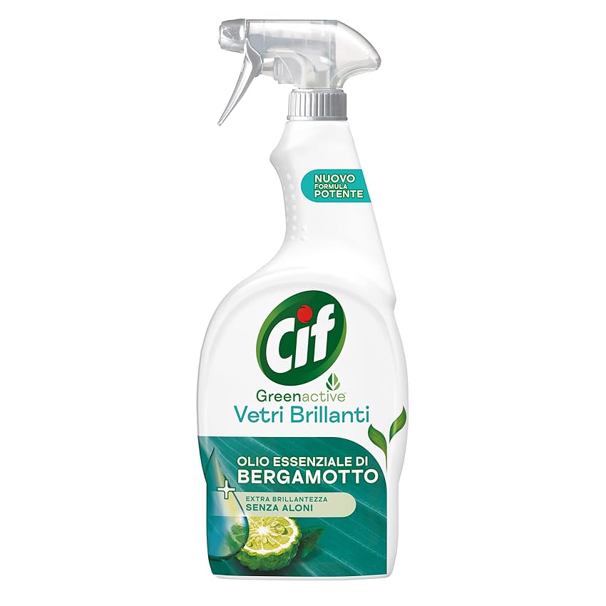 Immagine del prodotto Cif Vetri Brillanti, Spray Vetri con Olio Essenziale di Bergamotto, 650 ml, Pulizia di Vetri e Superfici, Agenti Pulenti di Origine Naturale, Oli Essenziali, Non Lascia Residui Chimici Aggressivi