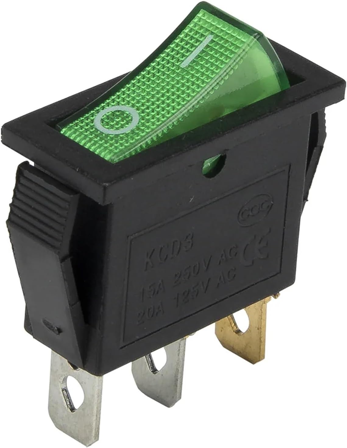 50pcs / lot KCD3-102N perforate 26 x 11 mm 3 pin ON - ON Boat Rocker Switch Power Switch with 220V Light(Green)