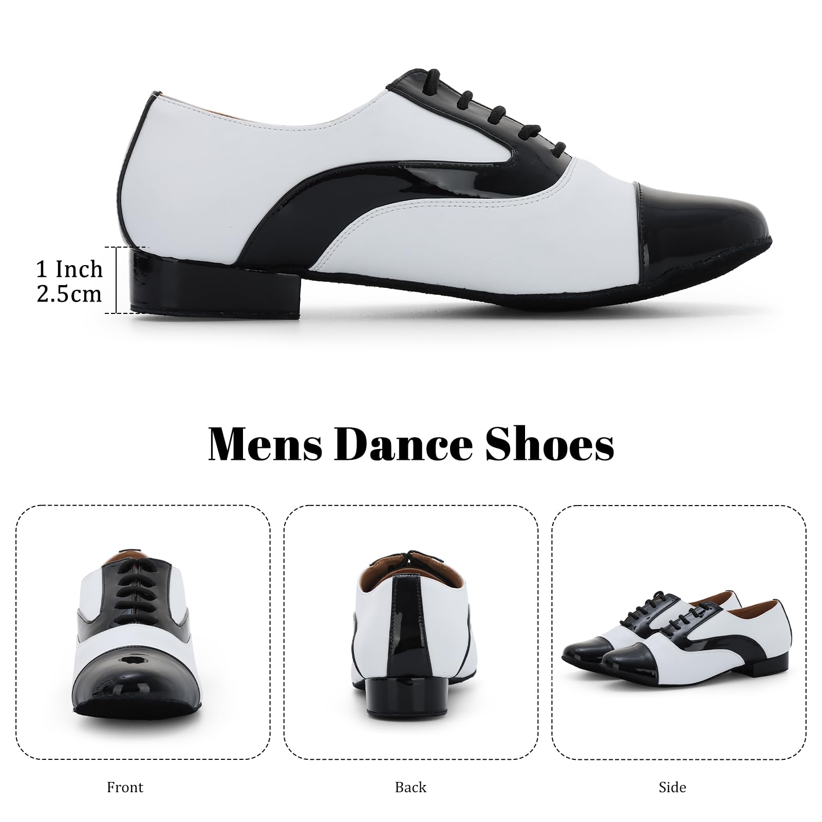 Zapatos de Baile Sintético para Latino Hombre Salsa de Tacón Bajo Práctica Danza Zapatos 2.5 cm,Negro