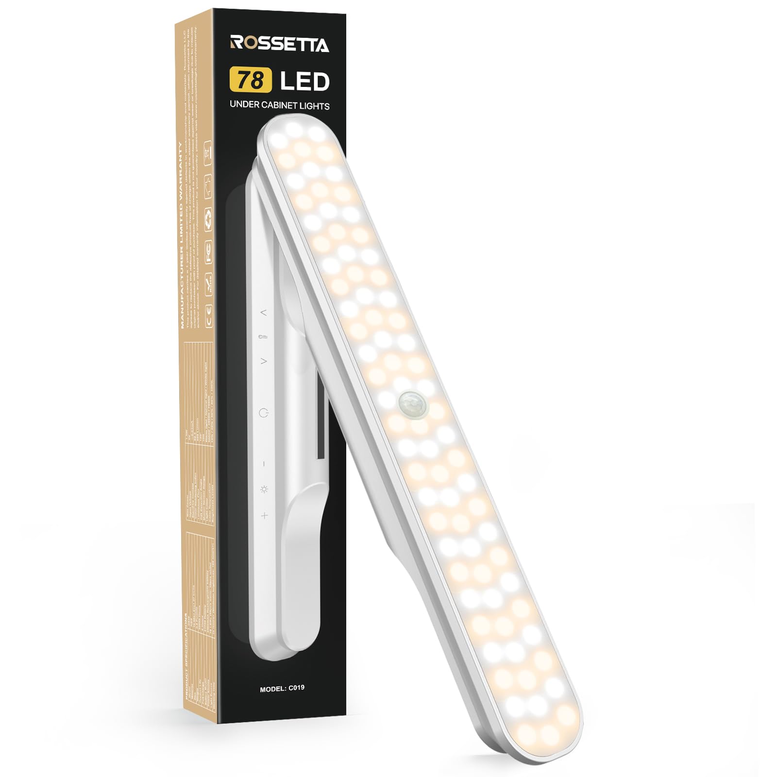 Under Cabinet Lights, 78 LED Lights Battery Operated Motion Sensor Light Indoor, Wireless Rechargeable Dimmable Closet Lights Under Cabinet Lighting for Kitchen Closet Stairs Hallway