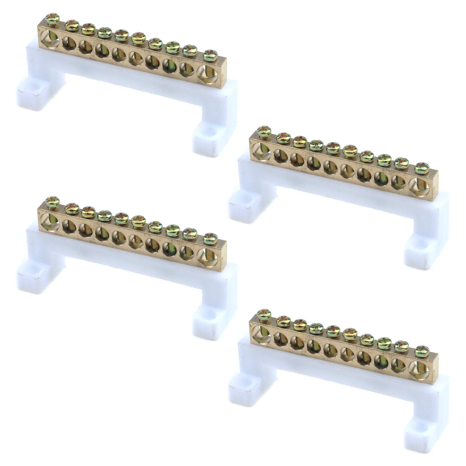 MY MIRONEYTerminal Ground Bar Kit Terminal Barrier Strip Block 10 Positions Brass Terminal Bus Bar Pack of 4
