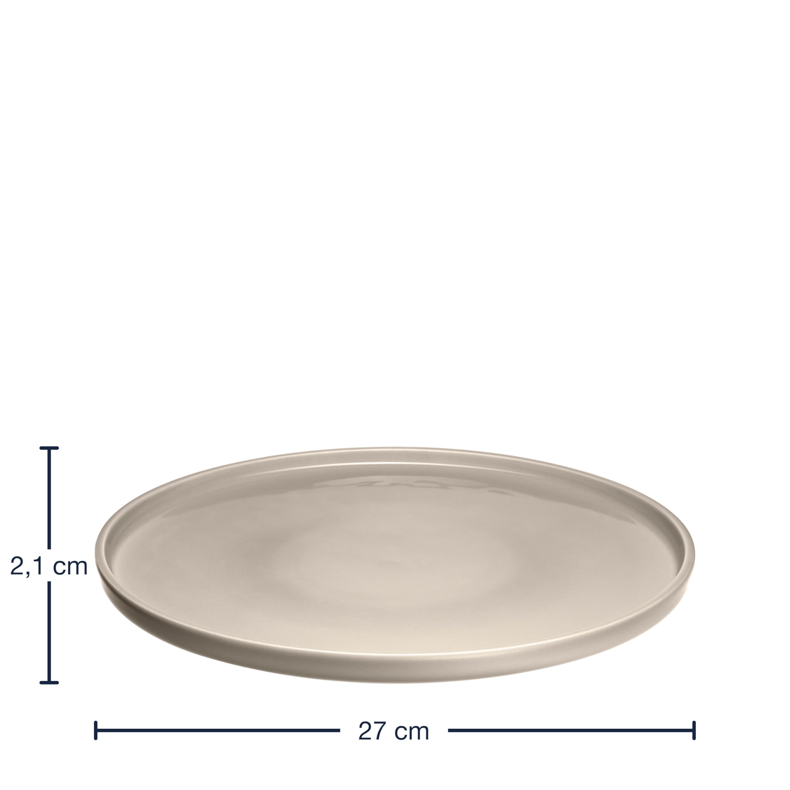 LEONARDO HOME Roma 026362 Lot de 6 assiettes plates, diamètre : 27 cm, passent au micro-ondes et au lave-vaisselle, empilables, en céramique pour 6 personnes, en faïence avec surface émaillée, beige