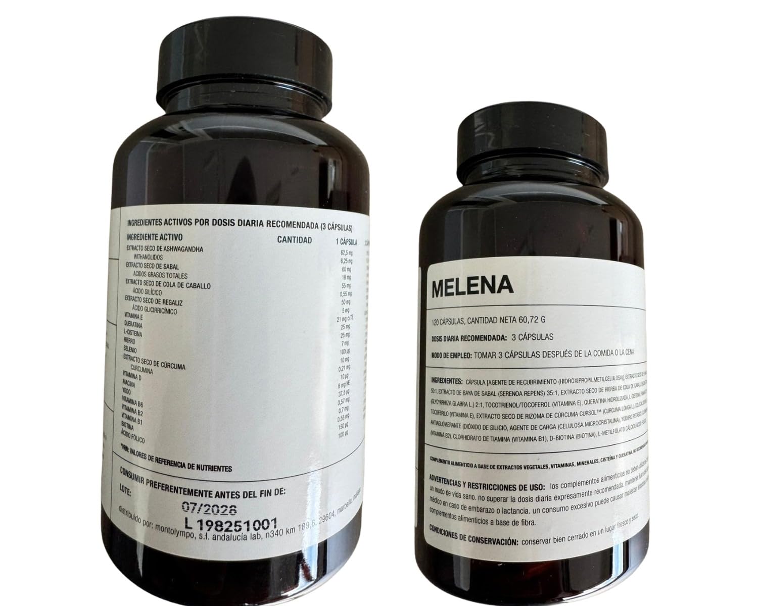 afrodite MELENA | Nutrición Capilar con Serenoa y Ashwagandha | Apoyo para un cabello fuerte | Densidad y Brillo (1 MES 120 Capsulas)