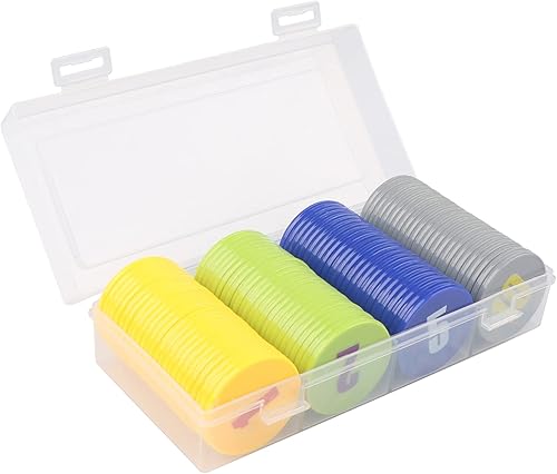 Vista 37 de Juego de 100 fichas de póquer – Monedas circulares de plástico de 1.58 pulgadas para juegos y contar, 0.16 oz cada una, accesorios perfectos