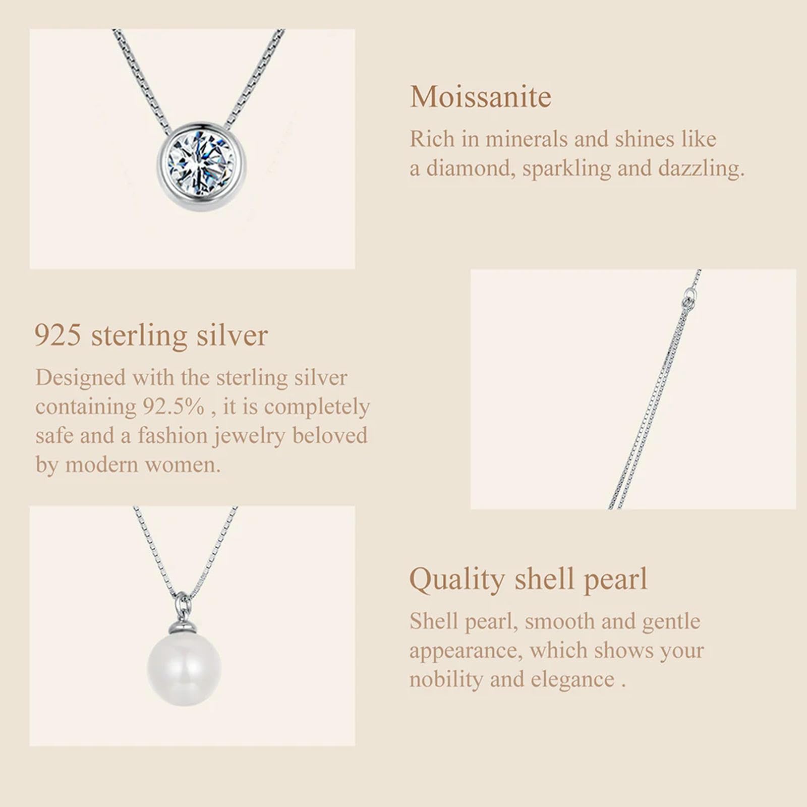 Collane Di Perle Di Moissanite Per Donna, Collana Girocollo A Doppio Strato In Argento Sterling 925, Eleganti Collane Di Gioielli