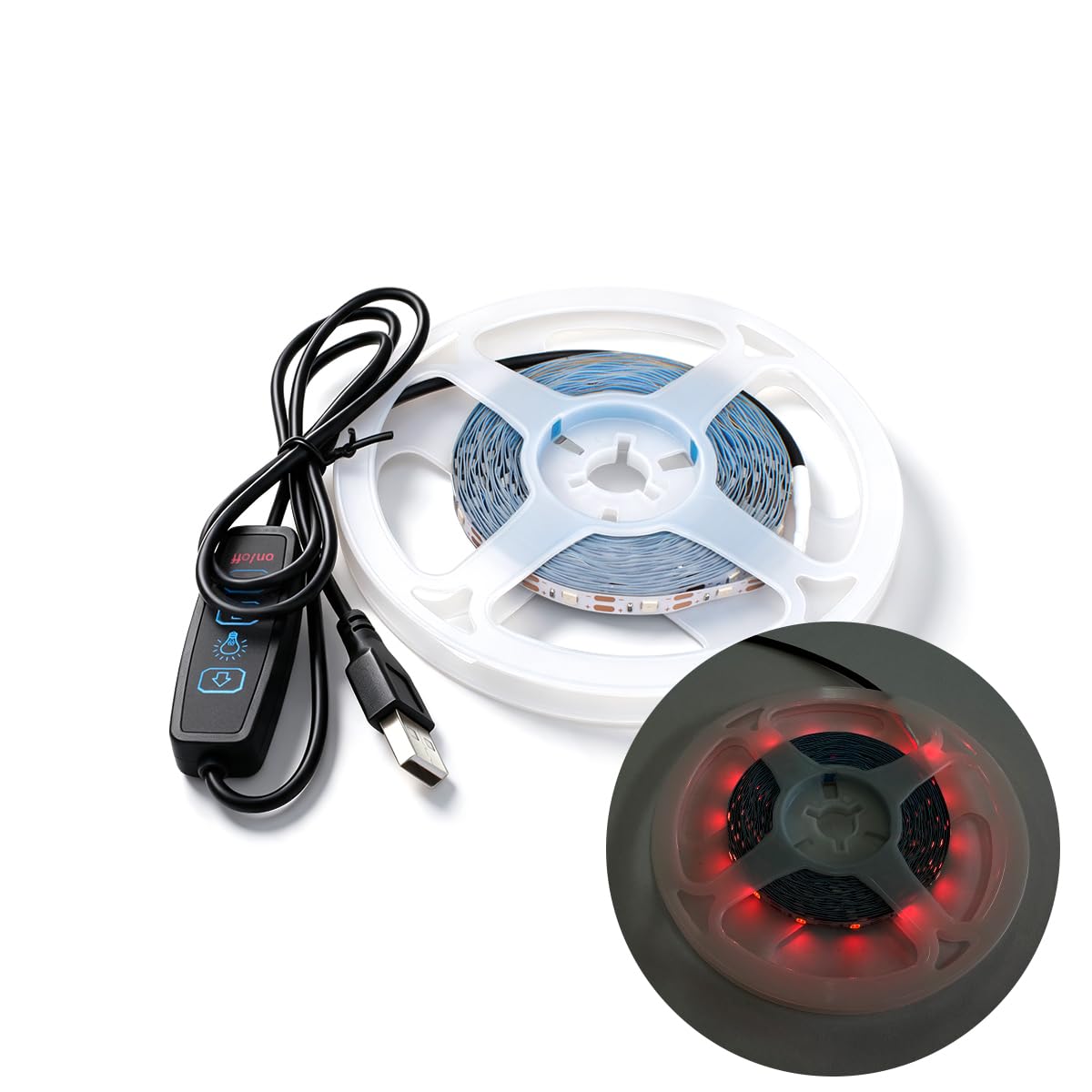 Innfeeltech 5M SMD LED Light Strip, 5mm Width 5V Red 60LEDs/m Light Strip, USB Connector
