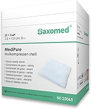 50 Sterile Gauze 7.5 x 7.5 cm - Sterile Dressing Gauze 100% Cotton - Sterile Gauze Tablets 7.5 x 7.5 cm in Individual Non-Adherent Envelopes - Extra Soft, Breathable and Absorbent