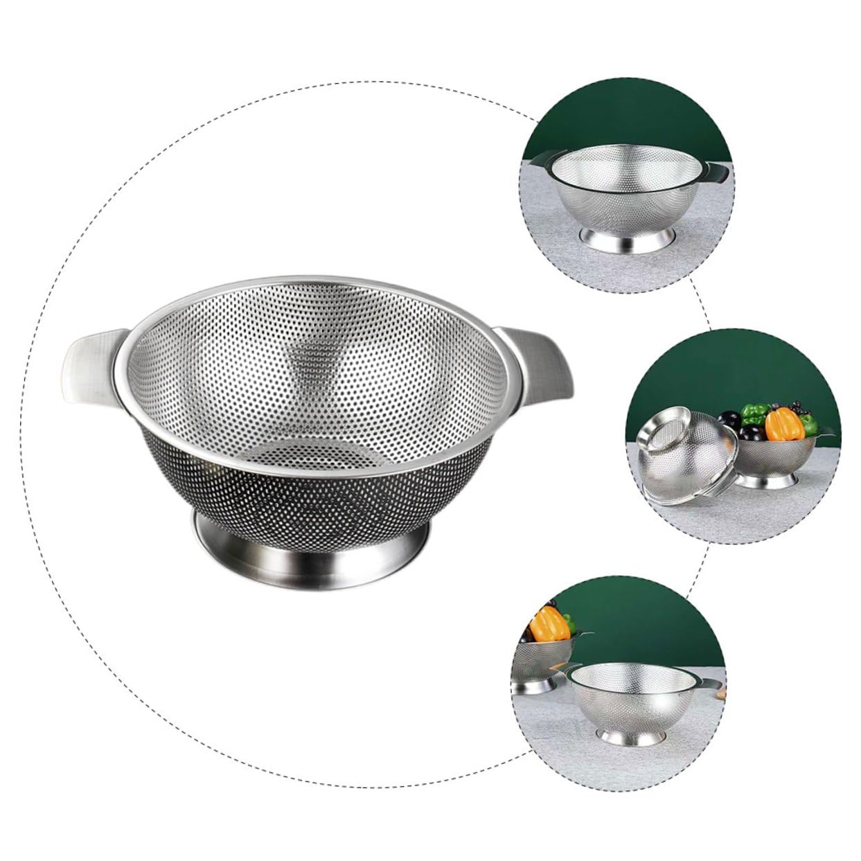 DOITOOL Colador de Arroz Resistente y Práctica de Acero Inoxidable Malla Fina para Limpiar y Escurrir Arroz y Frutas Cesta de Drenaje Cocina