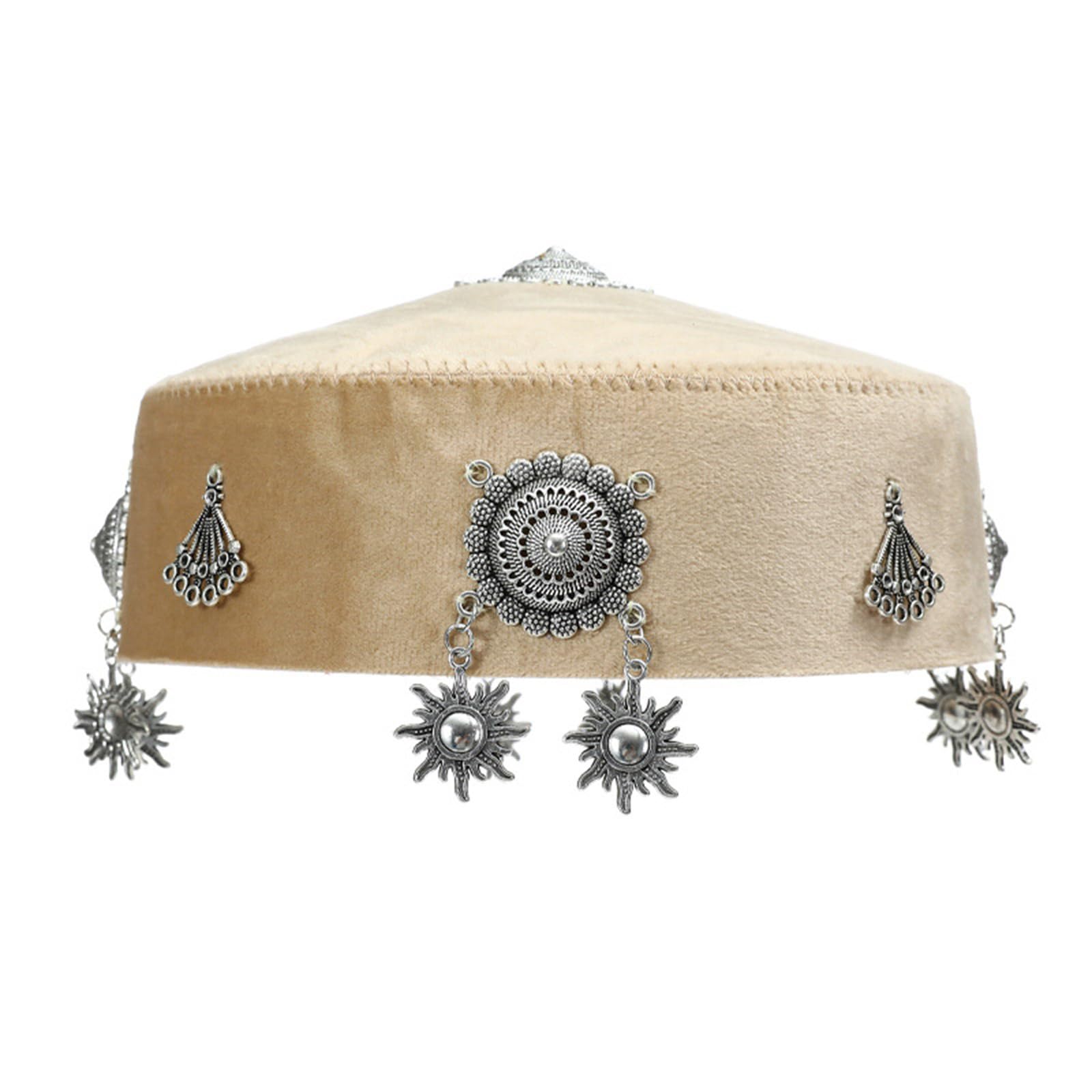 MICFENY Kazakh Folk Costume Hat Traditional Ethnic Design Polyester Fabric for Cultural Event and Daily Wear