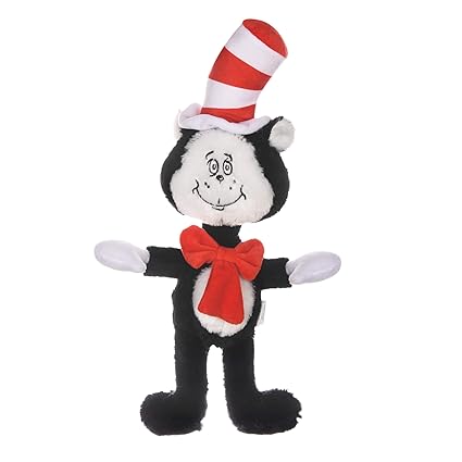 Dr. Seuss Cat in The Hat Figure Plush Dog Toy | Dog Toys, 9 Inch Dog Toy The Cat from The Cat in The Hat | Red, White, and Black Stuffed Animal Dog Toy from Dr Seuss Collection
