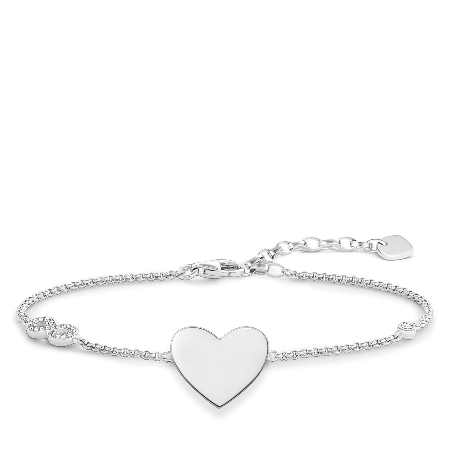 Thomas Sabo Women's Silver Tone Heart W/ Infinity Bracelet A1486-051-14