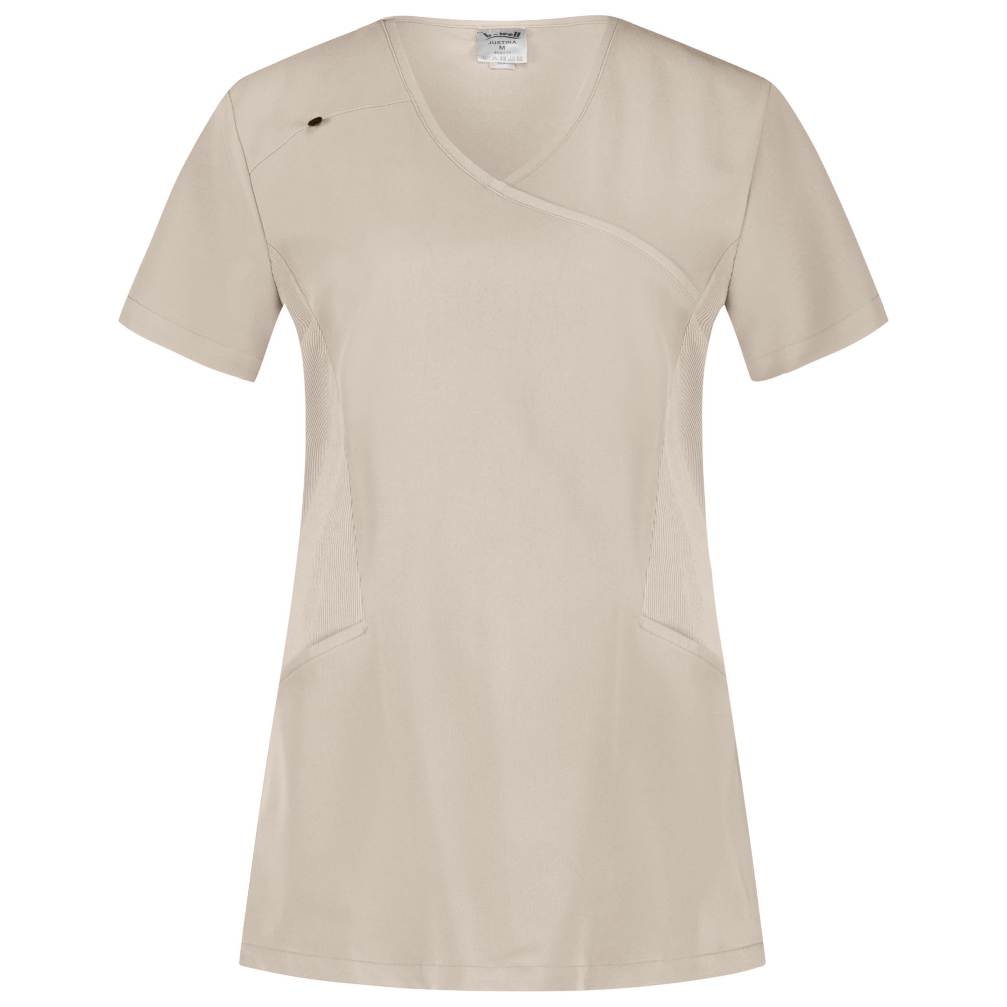 B-well Justina Spandex Scrub Tops & Uniformen voor Dames Medische Uniformen & Scrubs Spandex Beauty Tunic Korte Mouwen V-Neck Anti-Rimpel, Grijs Melange, XXL