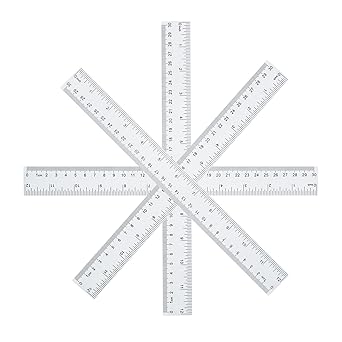 4 Pack Plastic Ruler 12 Inch Bulk for Classroom School Office Supplies ,Clear.