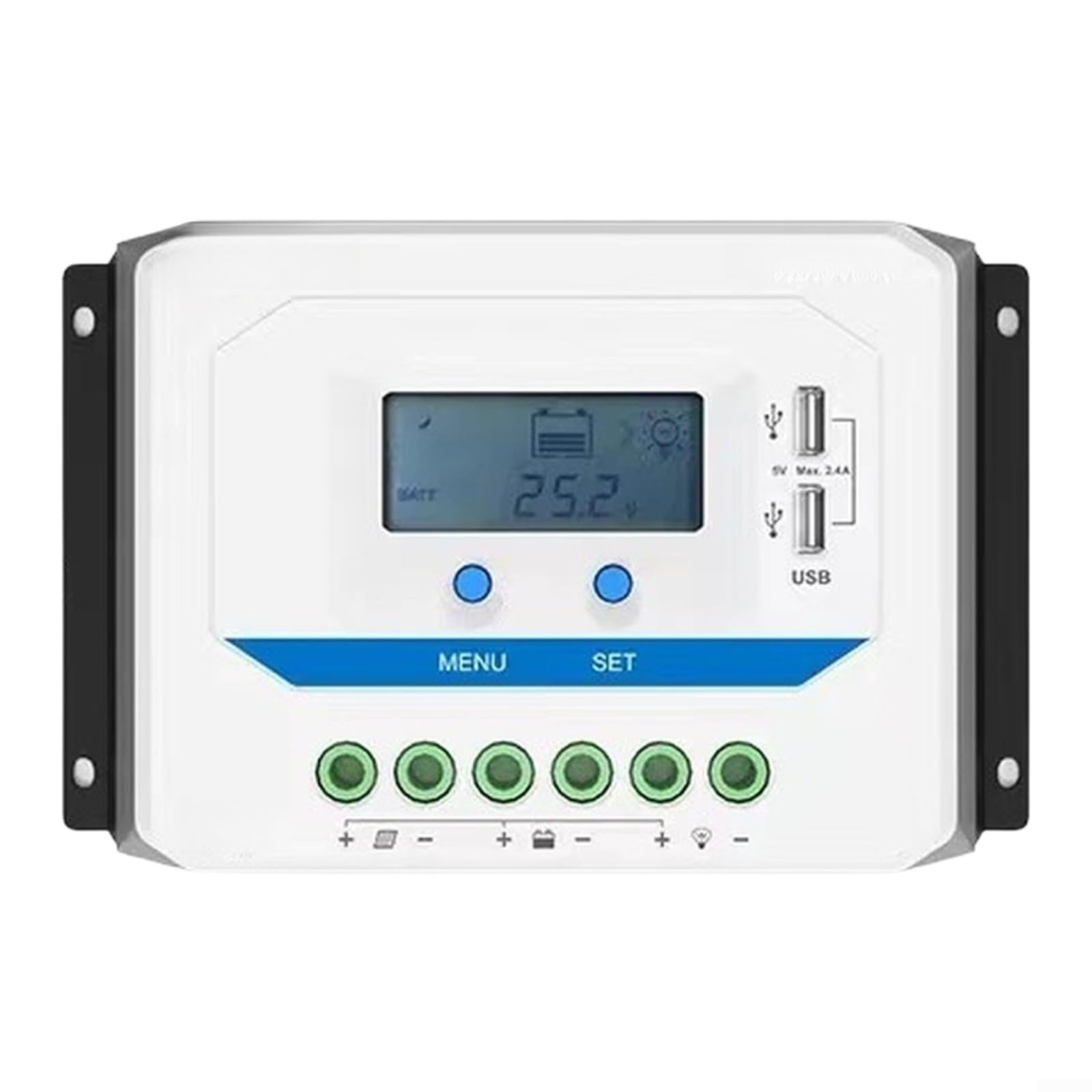 Regolatore di carica solare 12/24 V per PWM con display LCD, doppia porta USB, per camper, campeggio, barca e impianto solare, compensazione della temperatura (30 A)