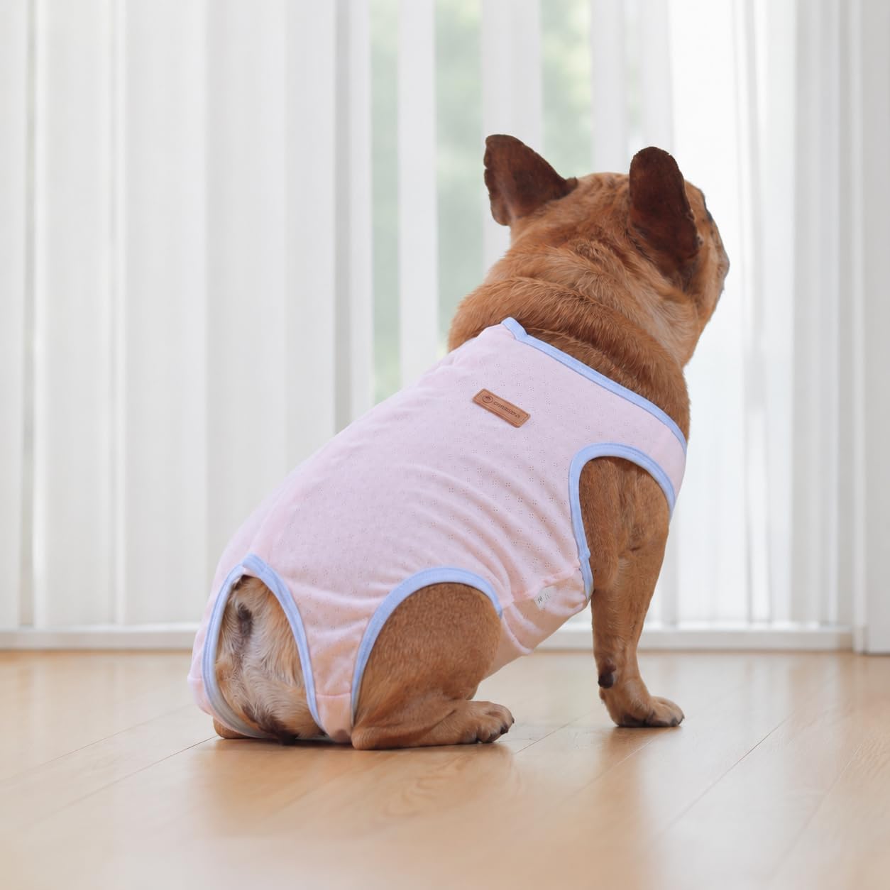 Tuta per recupero da chirurgia bulldog francese, morbida e traspirante, per post-operatorio, alternativa al collare eliscico, bendaggio per ferite, per sterilizzazione neutra (rosa, XXXXL)
