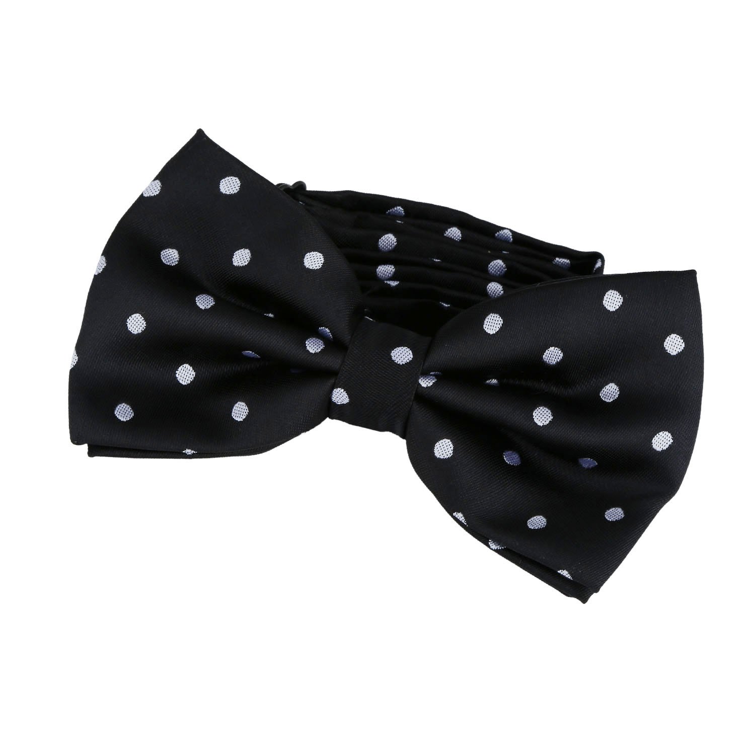 Dondon Men's Black Bow Tie Polka Dots Pre-Tied Handmade And Adjustable