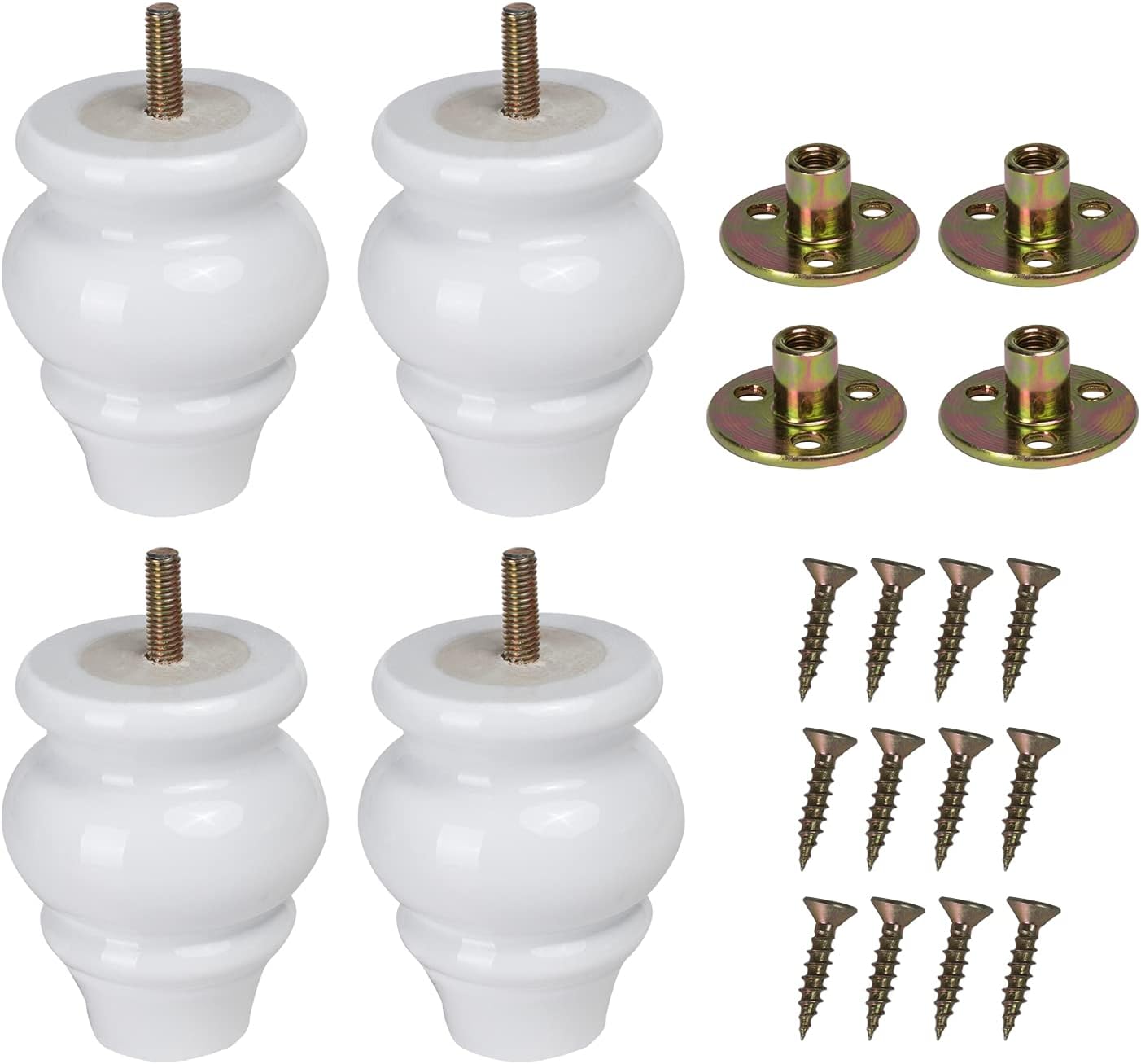 WEICHUAN Solid Wood Furniture Legs Bun Feet Replacement