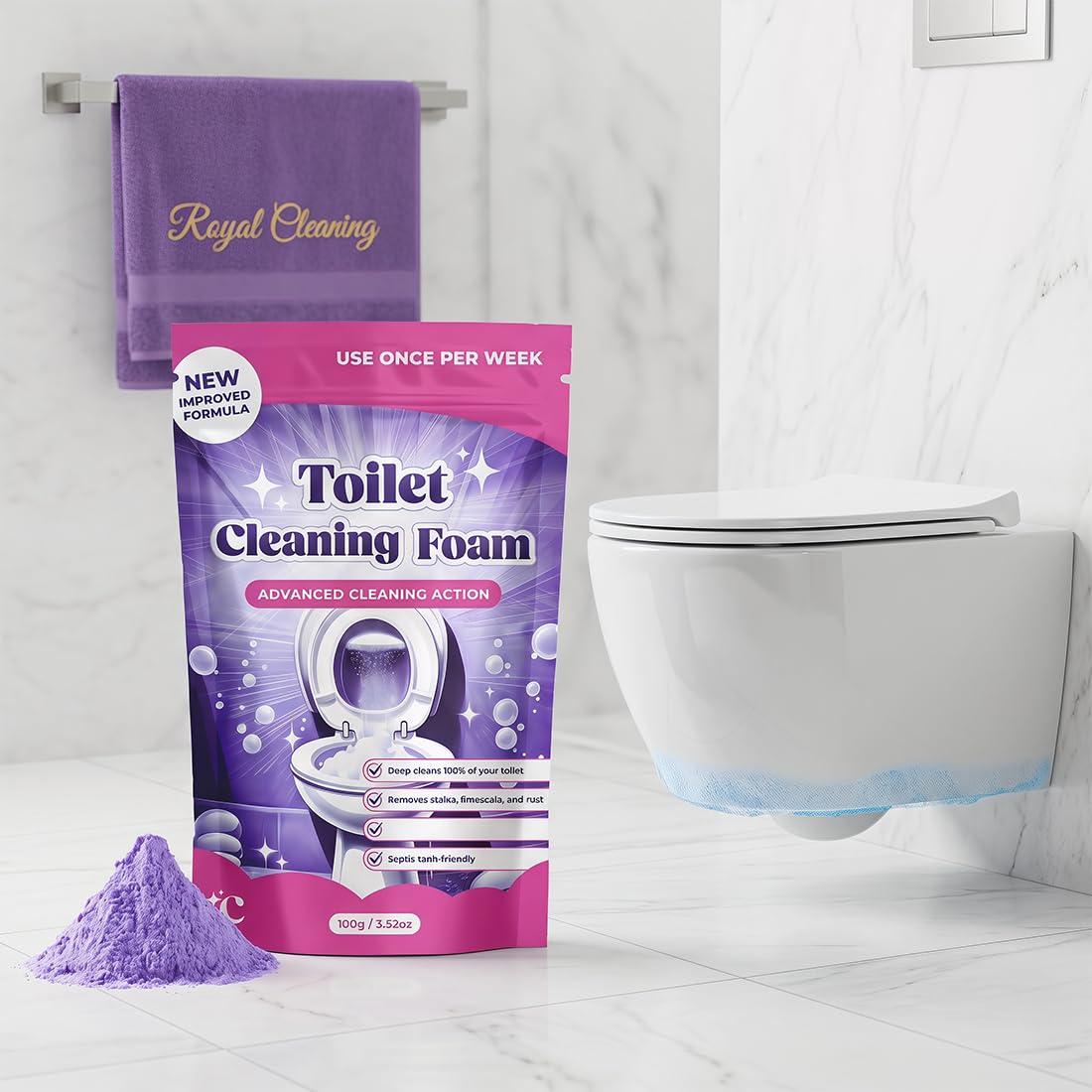 Fizzclean Limpiador de tuberías, espuma de inodoro Fizz Clean, acción instantánea Fizzclean Wc Cleaner original, experiencia Fizzclean para hacer el inodoro brillante y fresco (4 bolsas)