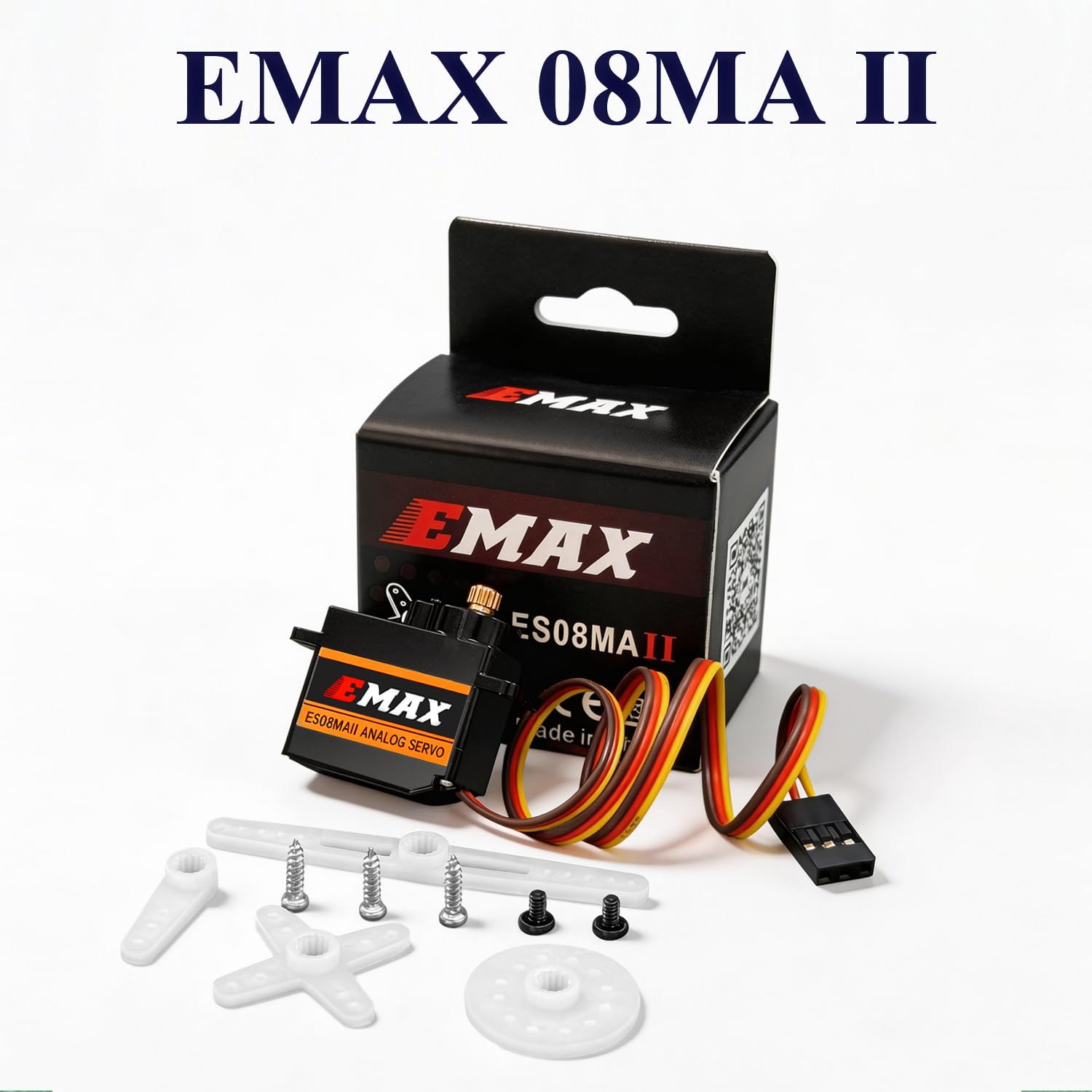 HAWK'S WORK EMAX ES08MA II Micro Servo, 12g Servo Analógico con Engranajes Metálicos para Modelos RC, Brazo Robótico, Proyectos Stem y Raspberry Pi (4 Paquetes)