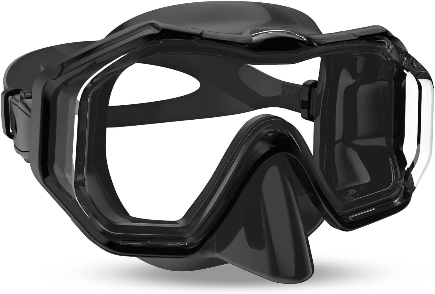 Bairuifu3-Window Lens Swim Goggles Snorkel Mask with Nose Cover - Ultra Wide Clear View, Anti-Fog Diving Mask for Adults