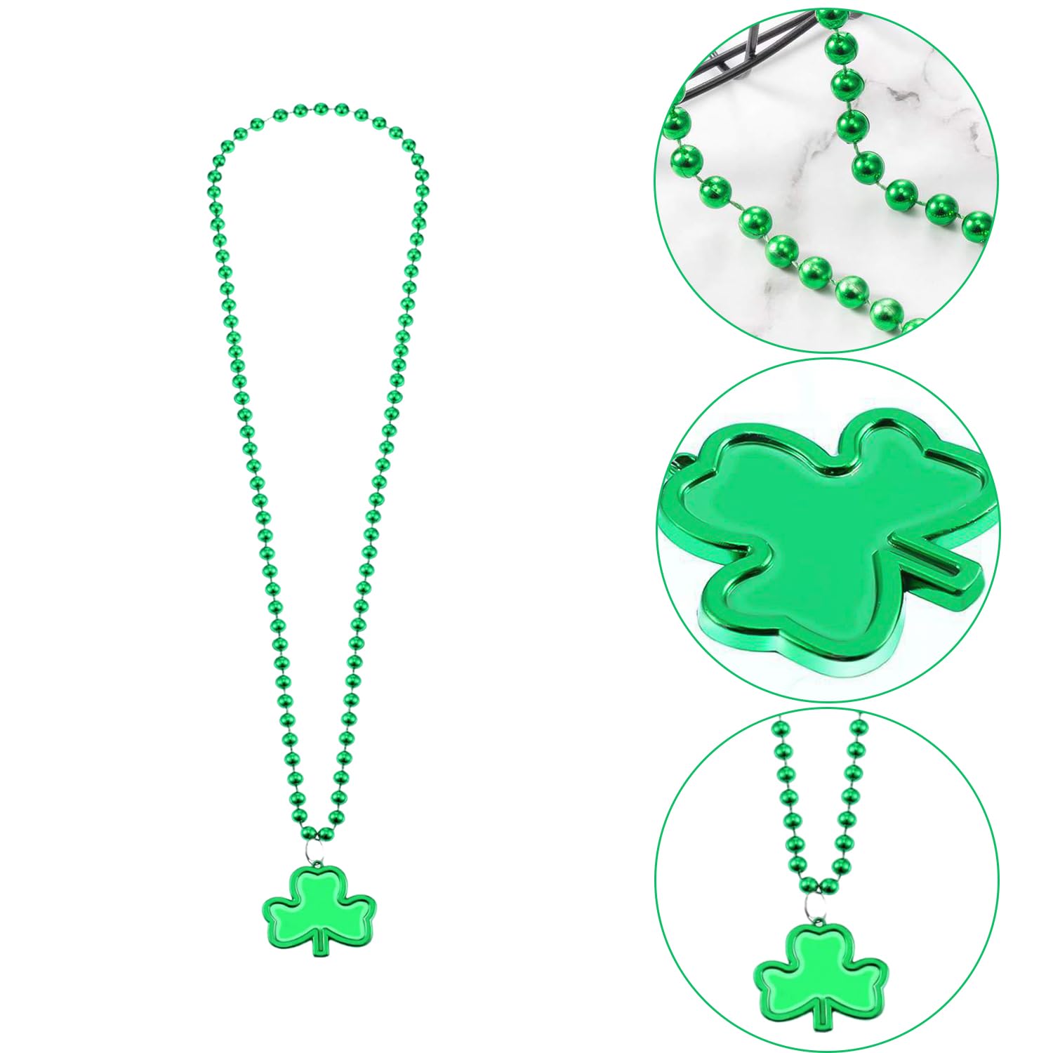 MEISH Green Shamrock Beads Necklaces St Patrick's Day Necklace Clover Shape Plastic Bead Necklaces for St Patrick's Day Decoration Party Supplies (6) - Image 2