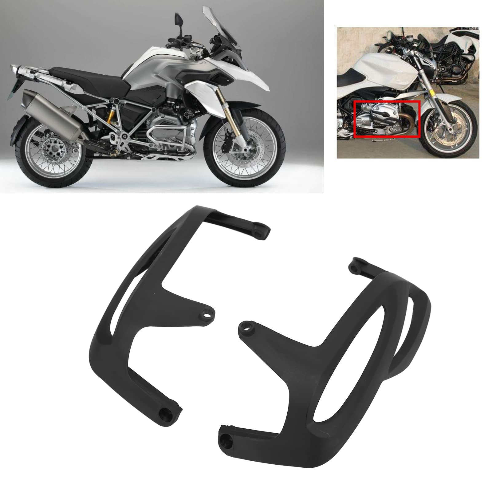 KIMISS Protector de Cilindro de Motor de Motocicleta 2 Piezas, Protector de Motor de Cilindro Negro ABS de Repuesto para R1200GS 2004-2008