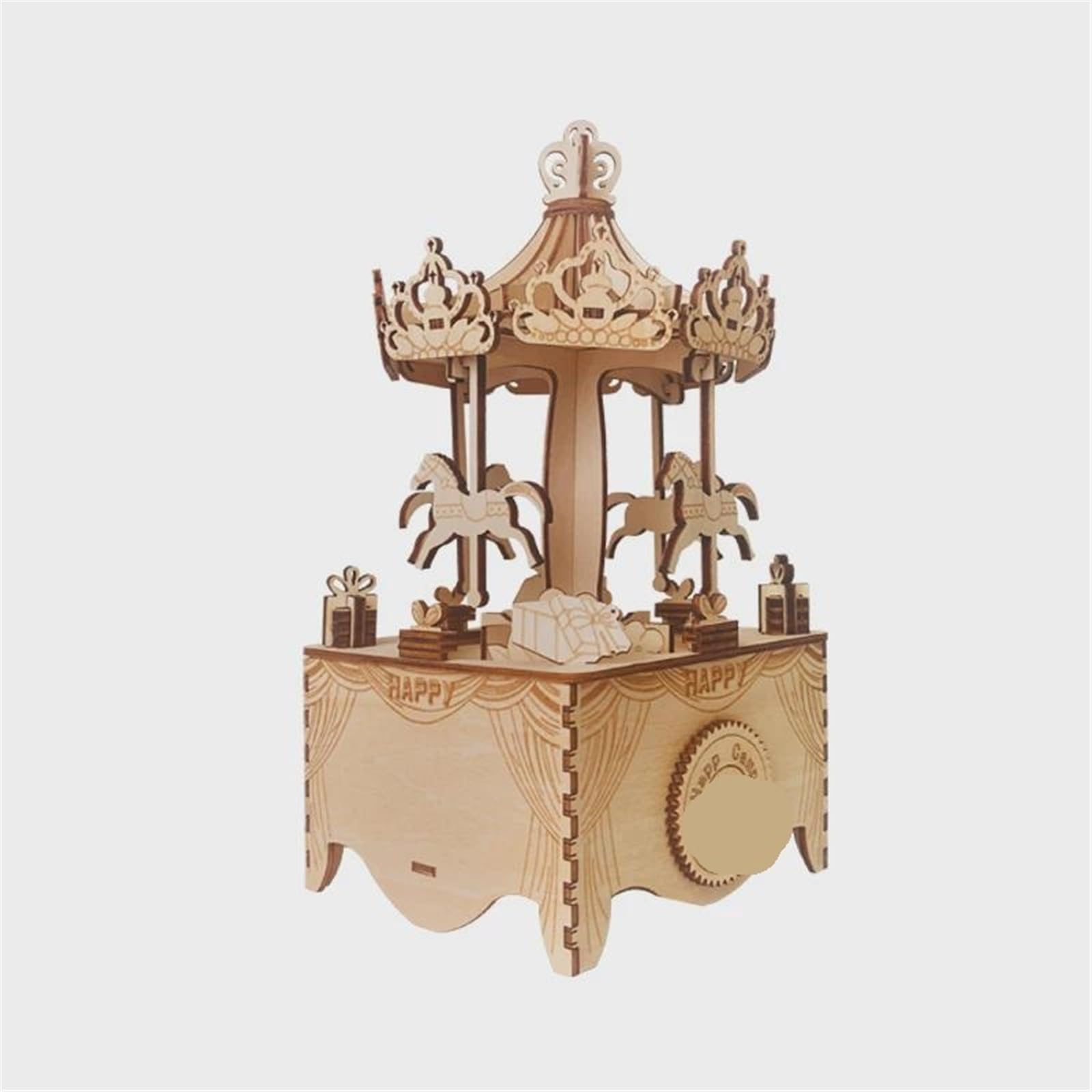 Caja De Música con Diseño De Carrusel, Caja De Música De Madera Ensamblada A Mano, Adornos Artesanales, Regalos Navideños Kits de Caja de música