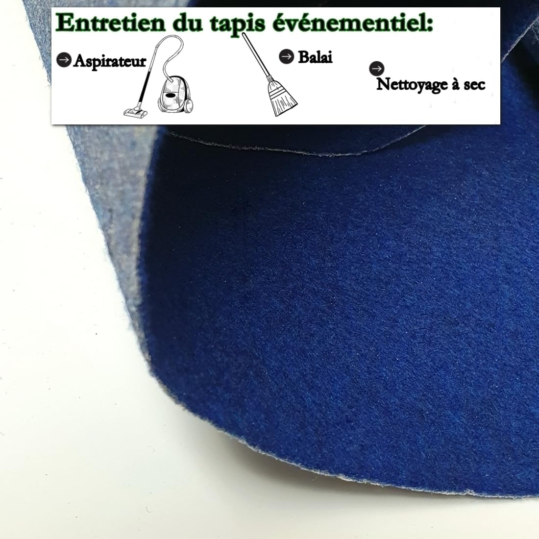 MadeInNature Moquette Événementielle Réutilisable et Robuste, Moquette Exposition et Stand classée Anti-Feu, Largeur 2 mètres, Couleur et Longueur au choix (Blauw, Longueur 300cm)