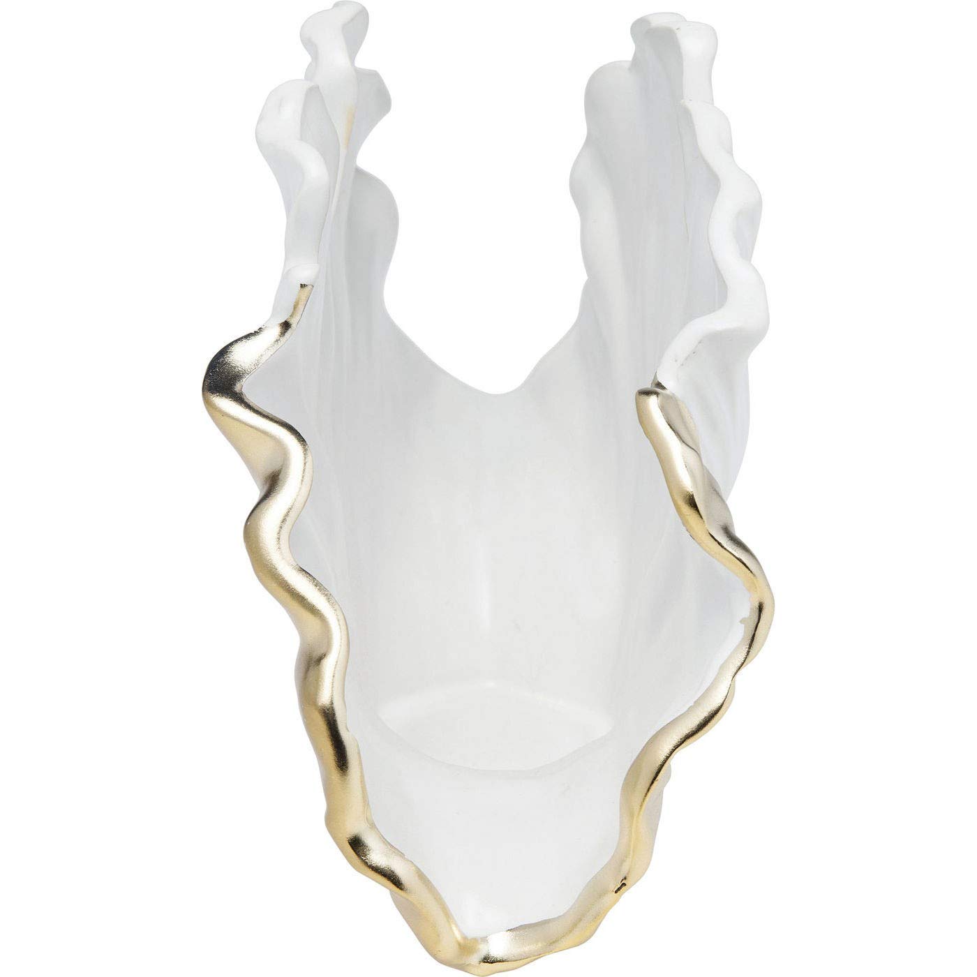 Kare Design Vase Ginkgo Elegance, Blanc Or, Grès Vernissé, 18x26x9cm